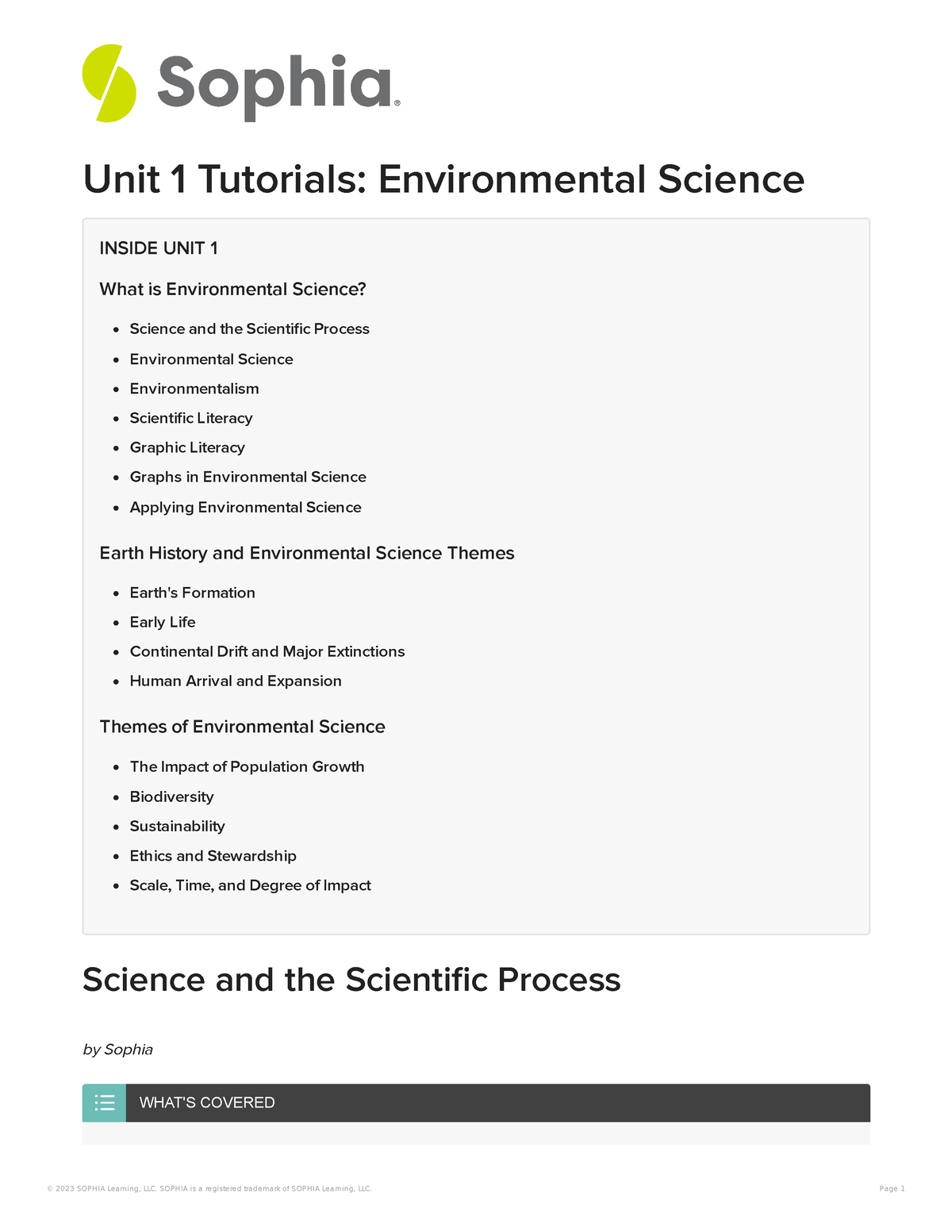 Unit 1 Tutorials Environmental Science - Unit 1 Tutorials ...