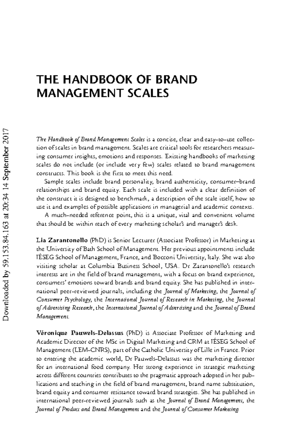 The Handbook of Brand Management Scales Scales are critical tools for