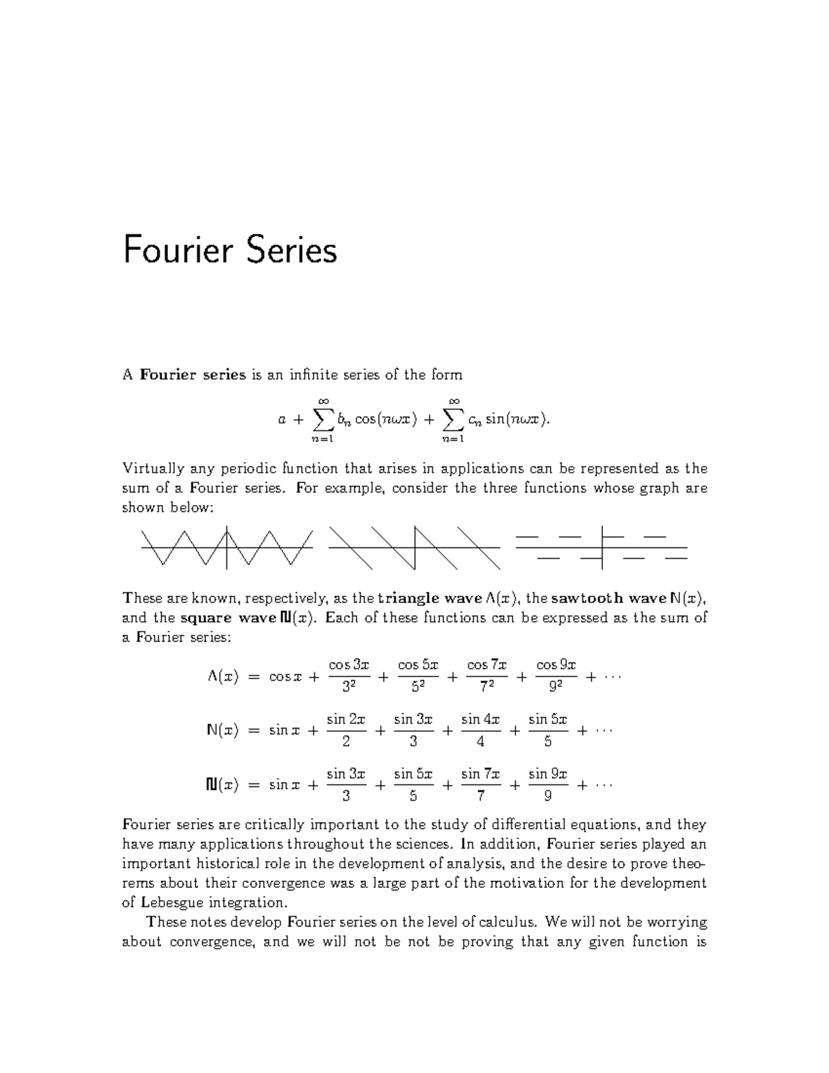 Introduction to Fourier Series - A Fourier series is an infinite series ...