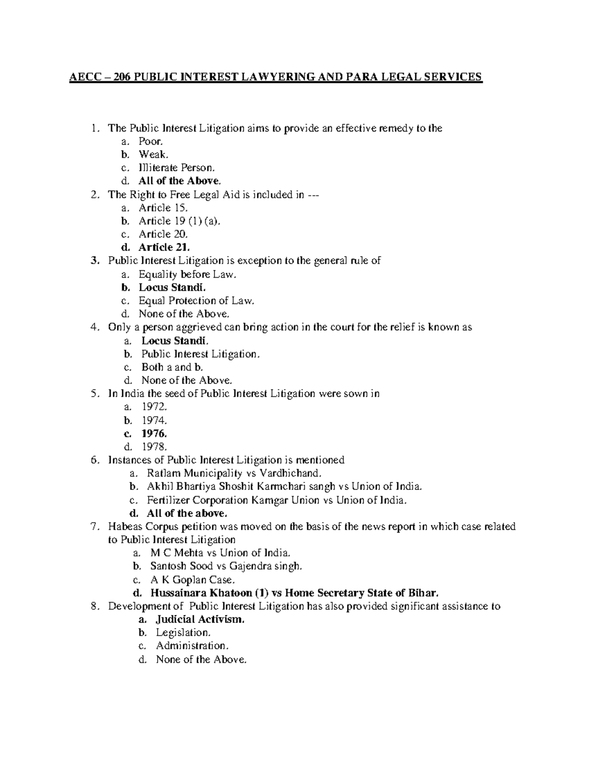 Public Interest Litigation CBSE - AECC – 206 PUBLIC INTEREST LAWYERING ...