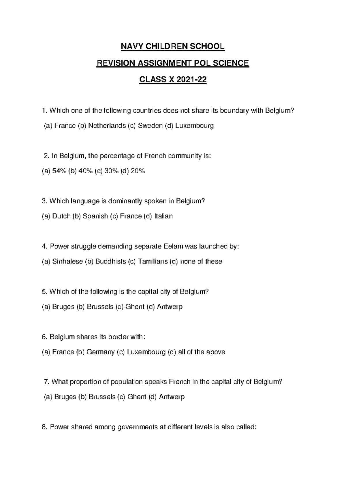 Politicalscience - Pol science assignment - NAVY CHILDREN SCHOOL ...