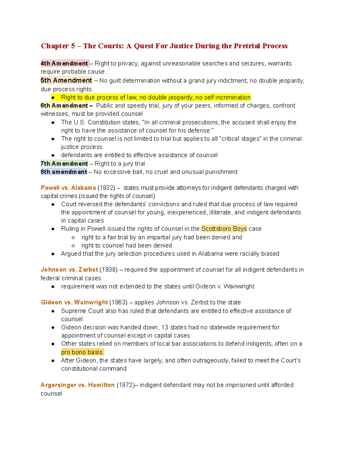 Study Guide Exam 2 - Google Docs - Chapter 5 – The Courts: A Quest For ...