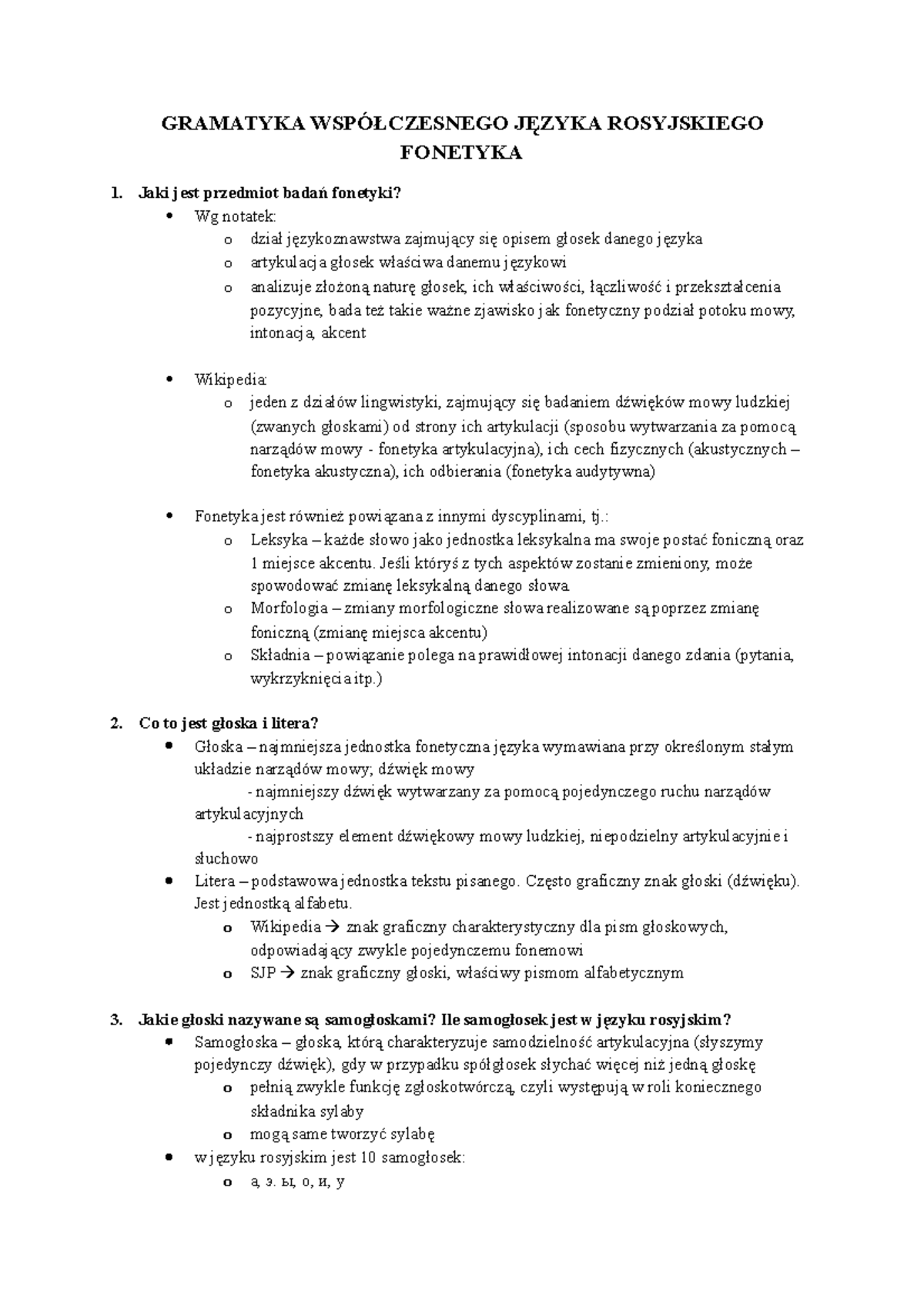 Fonetyka - gramatyka współczesnego języka rosyjskiego - GRAMATYKA
