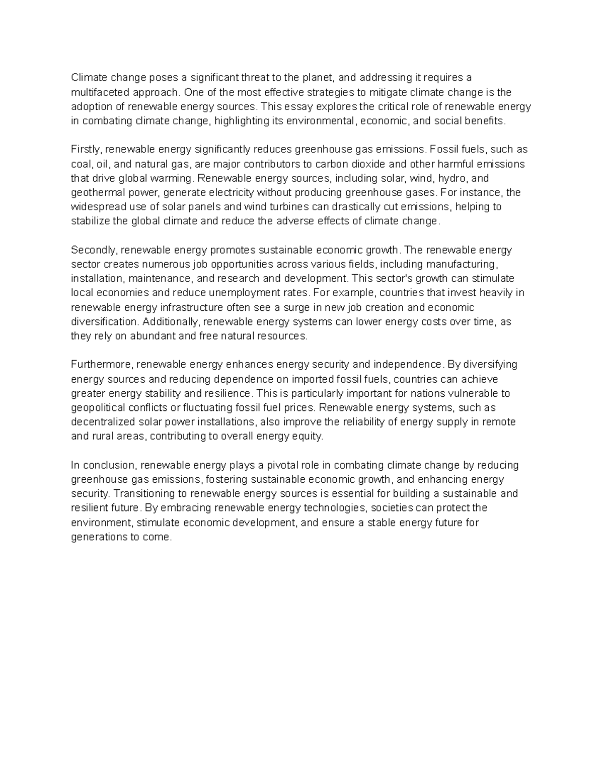 The Role of Renewable Energy in Combating Climate Change - Climate ...