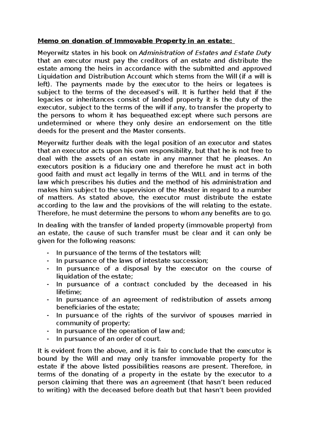 Memo regarding Donation of Immovable Property 13 04 22 Memo on