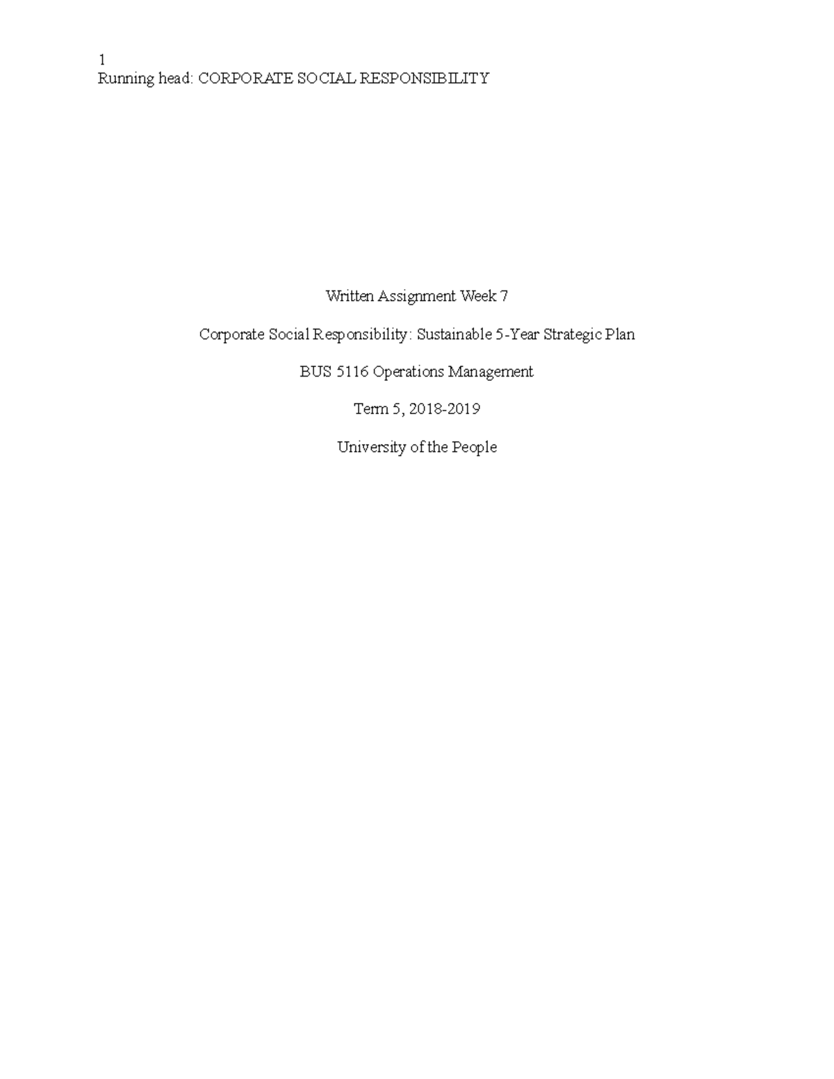 435793402 Written Assignment Week 7 docx - Running head: CORPORATE ...