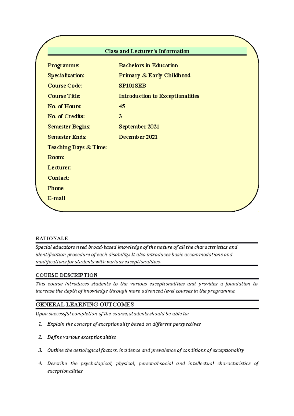 Exceptionalities Course Outline- SJTC Sem 1 2021-2022-student copy ...