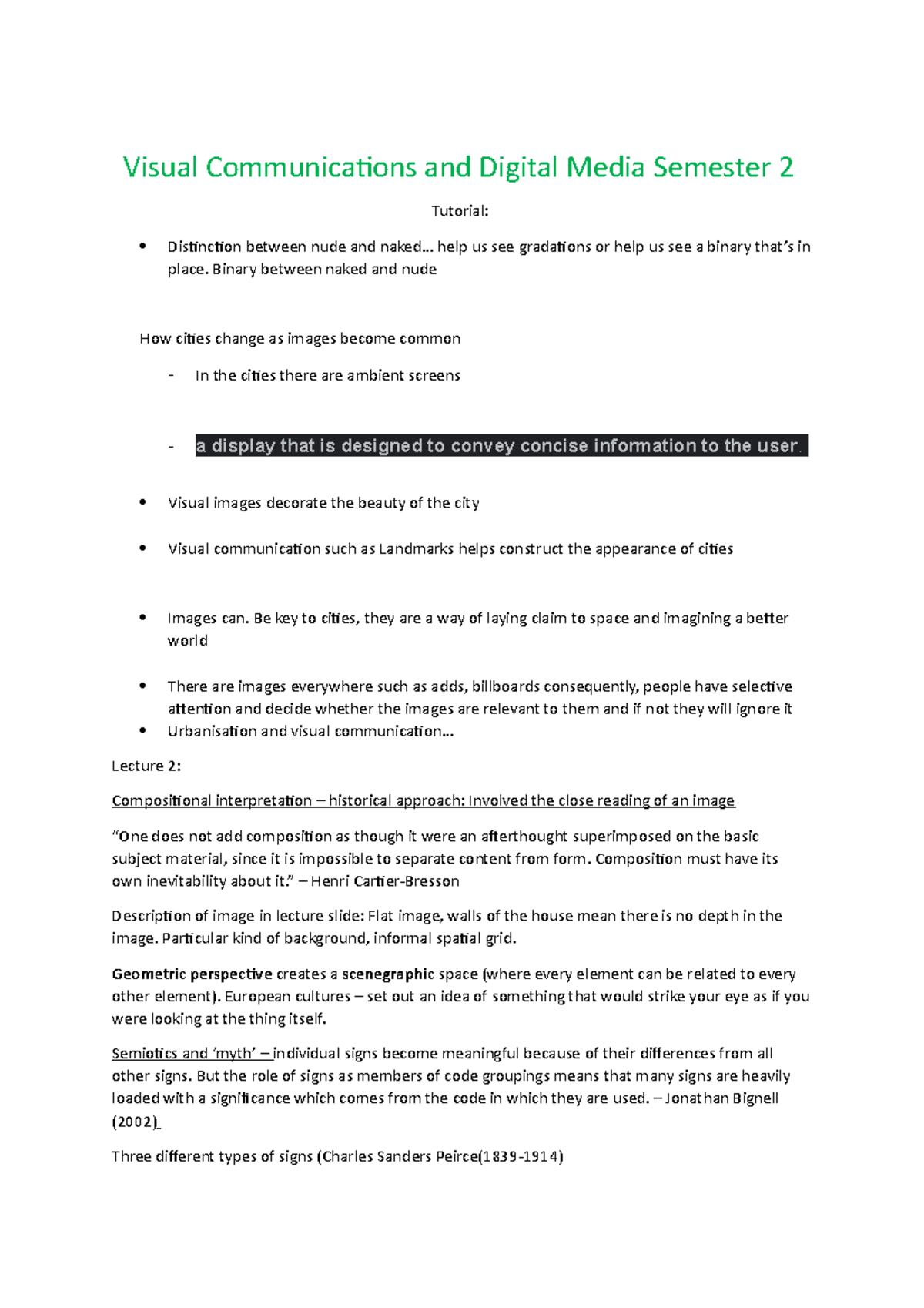 Visual Communications and Digital Media Semester 2 .. help us see