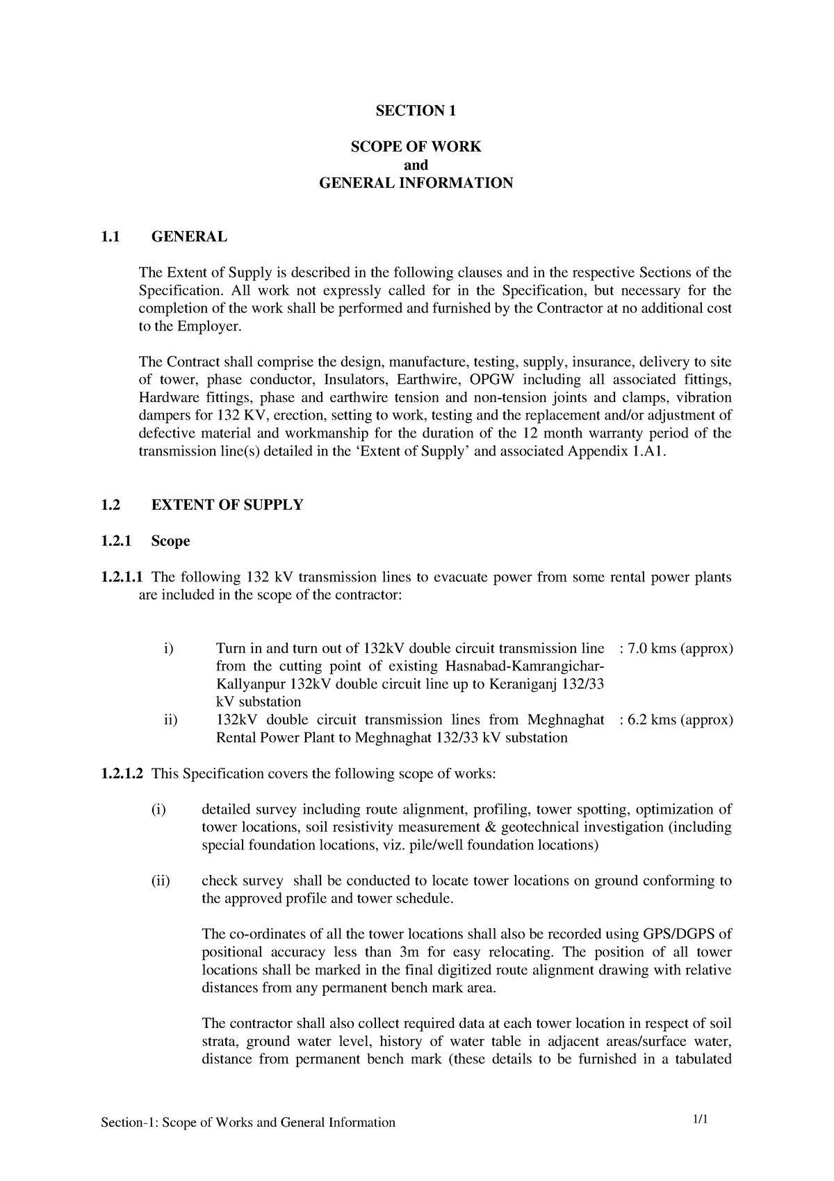 Transmission Network - SECTION 1 SCOPE OF WORK and GENERAL INFORMATION ...