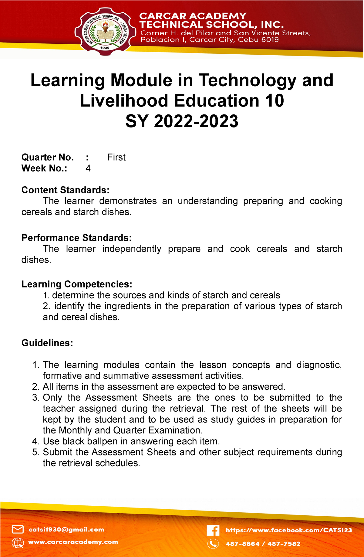 TLE Week 4 Q1 - Lessons - Learning Module In Technology And Livelihood ...