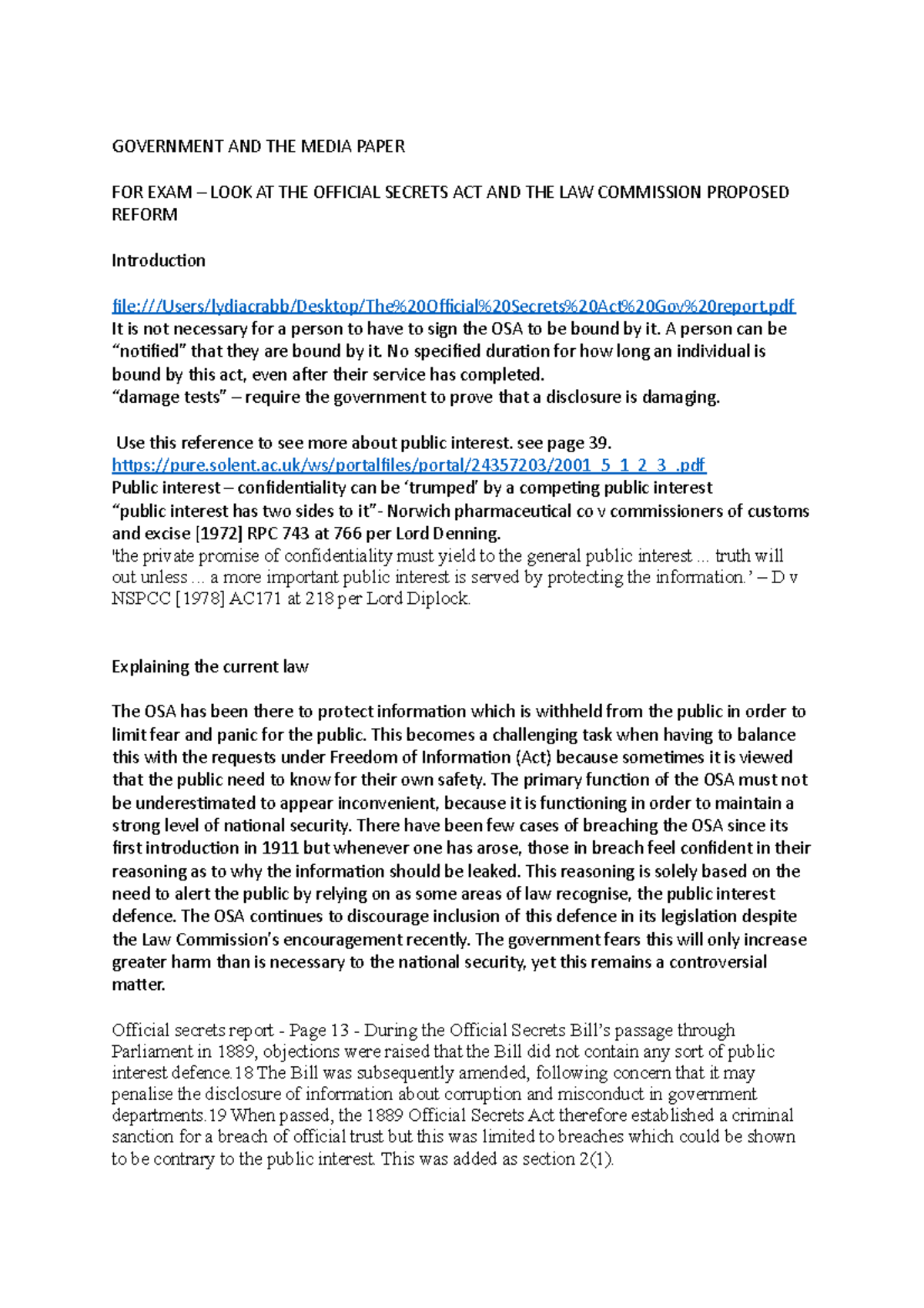 Government AND THE Media Paper GOVERNMENT AND THE MEDIA PAPER FOR