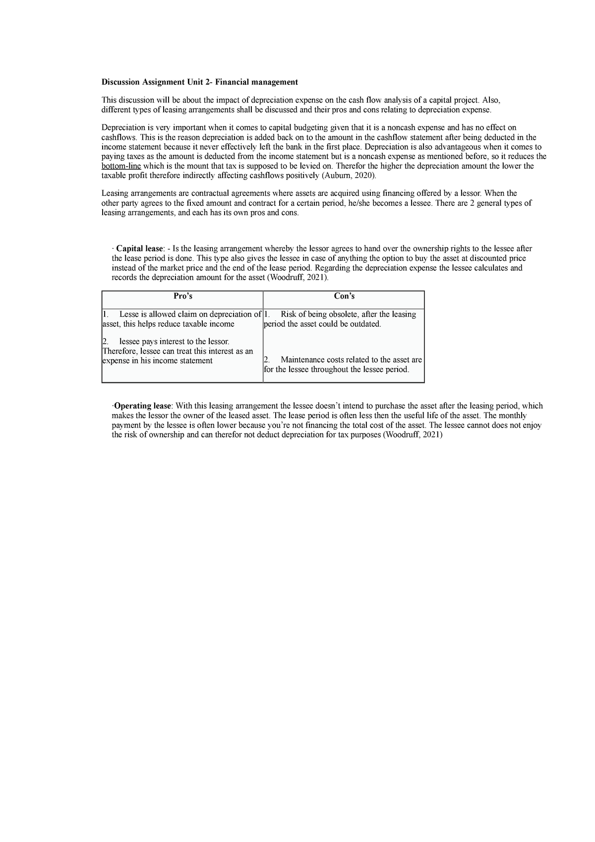 BUS 5111 Financial Management Discussion Assignment Unit 2 27 - BUS ...