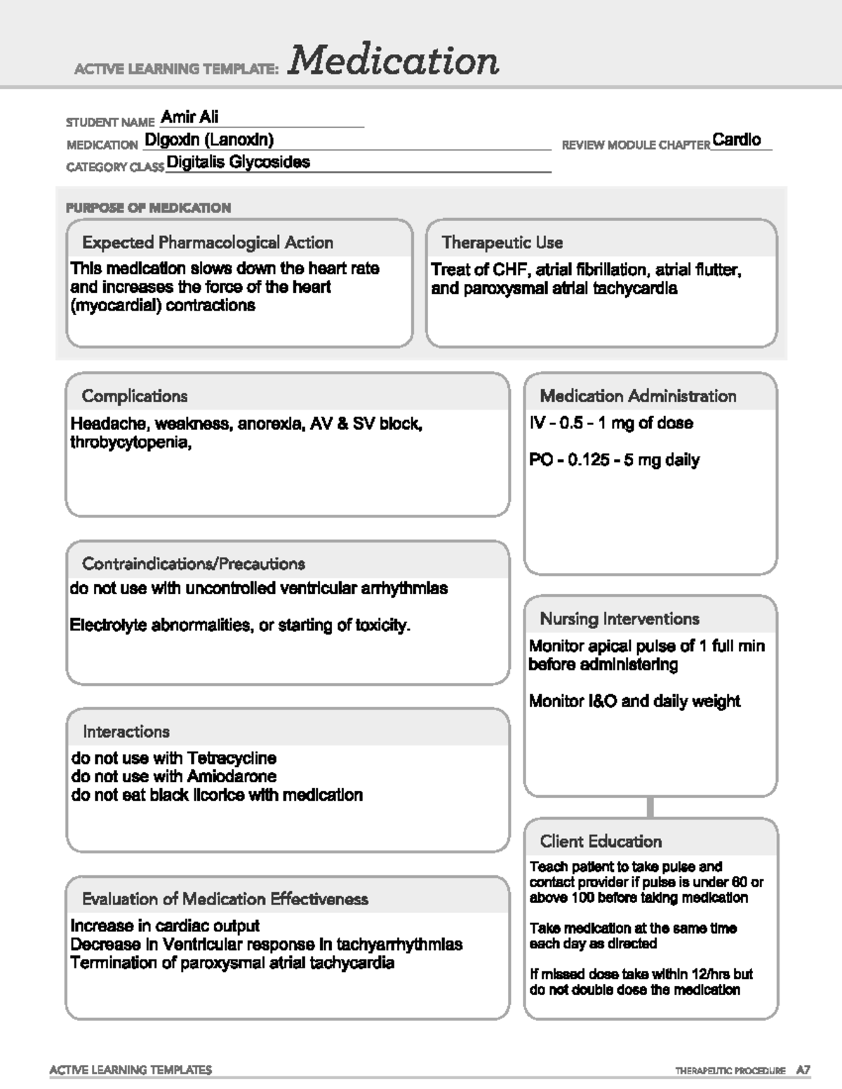 Digoxin med card - med card - HIM 1442 - Studocu