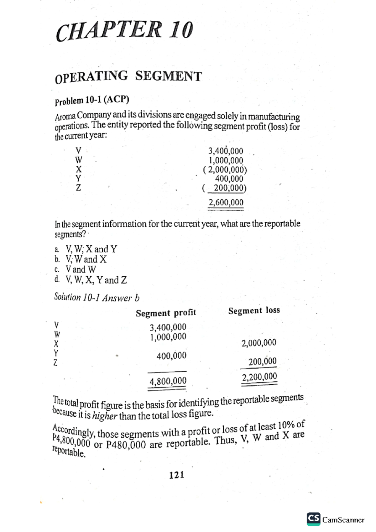 Ope segments valix 2021 - CHAPTER 10 OPERATING SEGMENT Problem (ACP ...