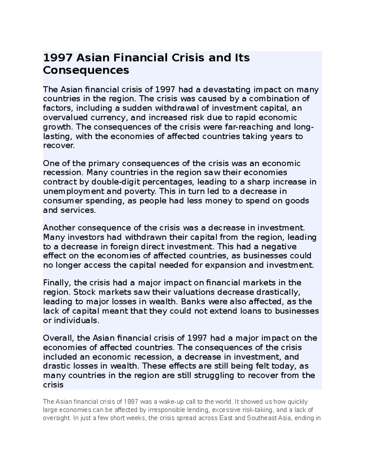 Ep 80 - INFORMATIVE - 1997 Asian Financial Crisis and Its Consequences ...