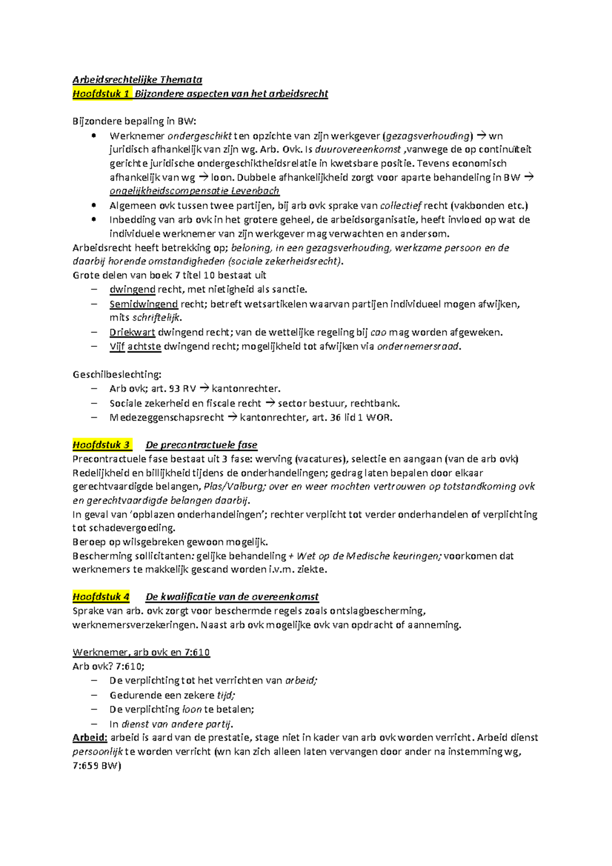 Samenvatting Arbeitsrechtelijke Themata Loonstra Zondag Samenvatting Arbeitsrechtelijke Themata Loonstra Zondag