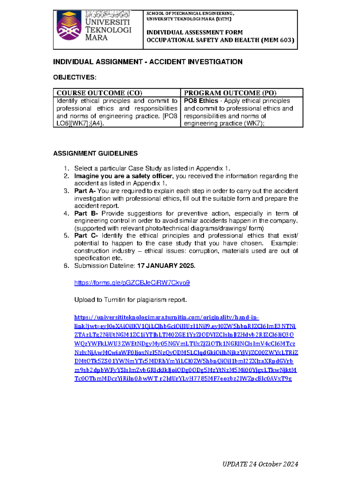 MEM603 Individual Assigment Guideline oct2024 - UNIVERSITY TEKNOLOGI ...