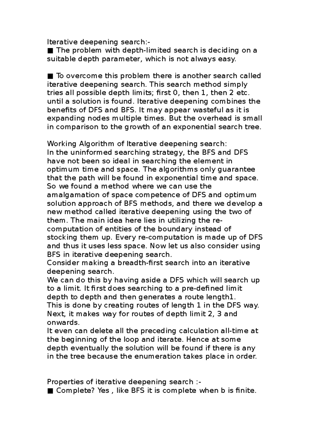 Ai1 - all concepts of iterative deepening search in brief - Iterative ...