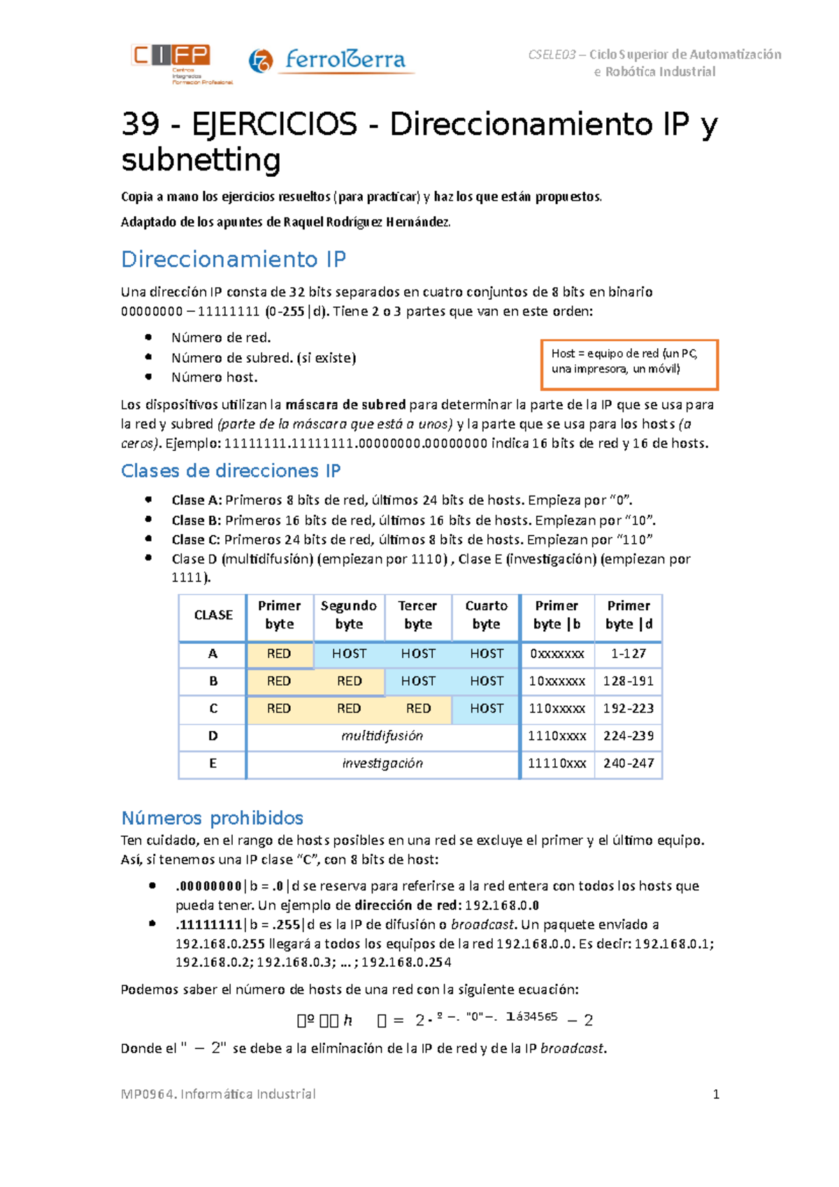 39 - Ejercicios - Direccionamiento IP Y Subnetting - Redes Y ...