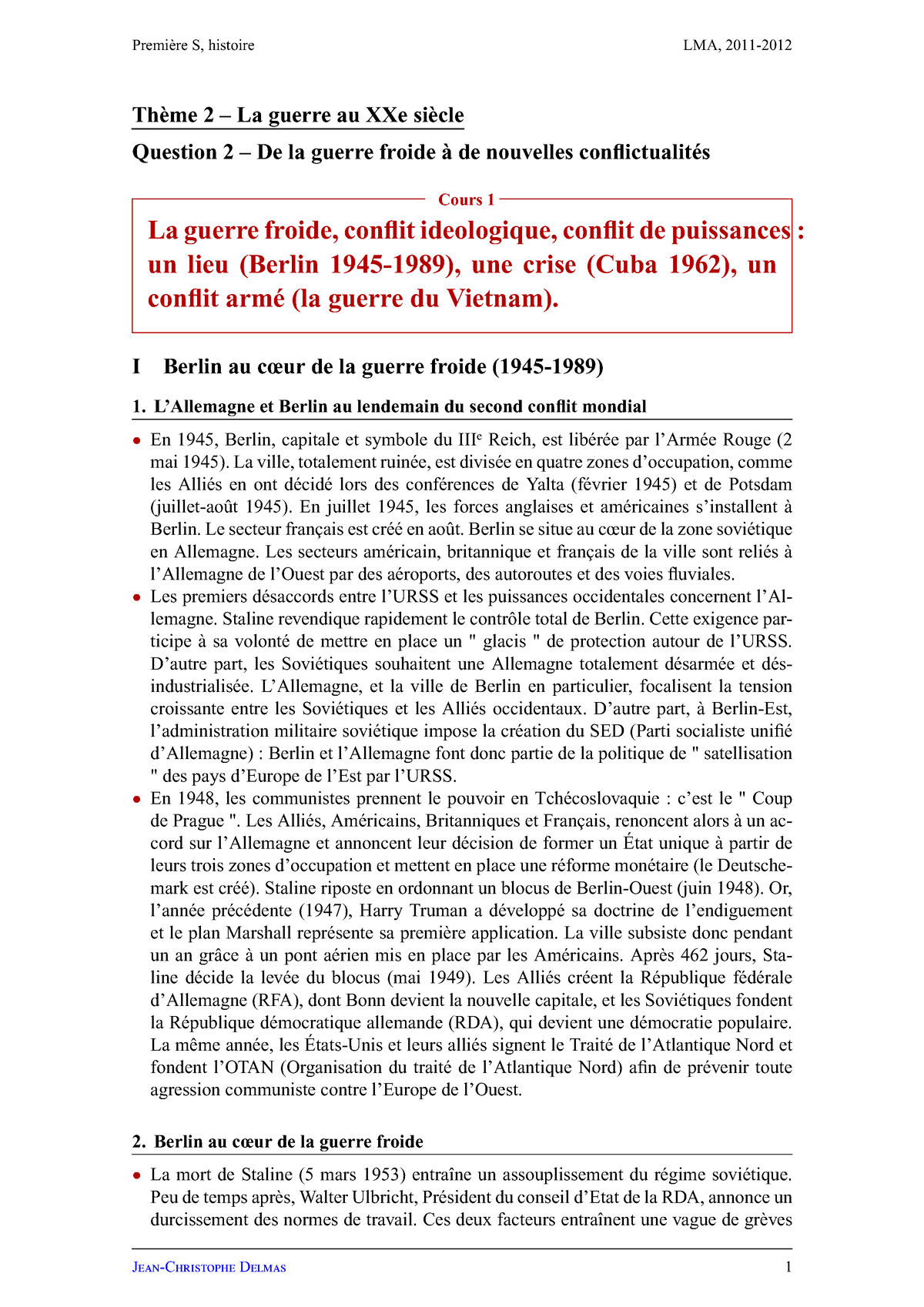 La Guerre Froide, Conflit Ideologique, Conflit De ... - Lyceedadultes ...