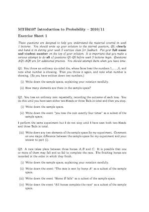 Intro To Probability - Lecture Notes - MTH4107/MTH4207: Introduction To ...