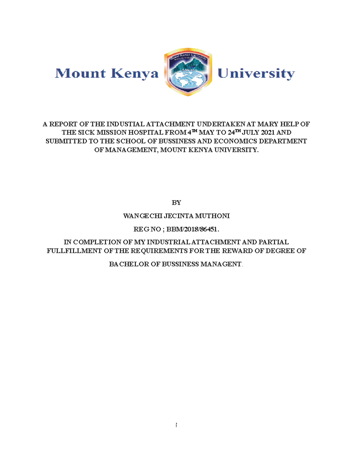 Attachment Report inthnendhn - A REPORT OF THE INDUSTIAL ATTACHMENT