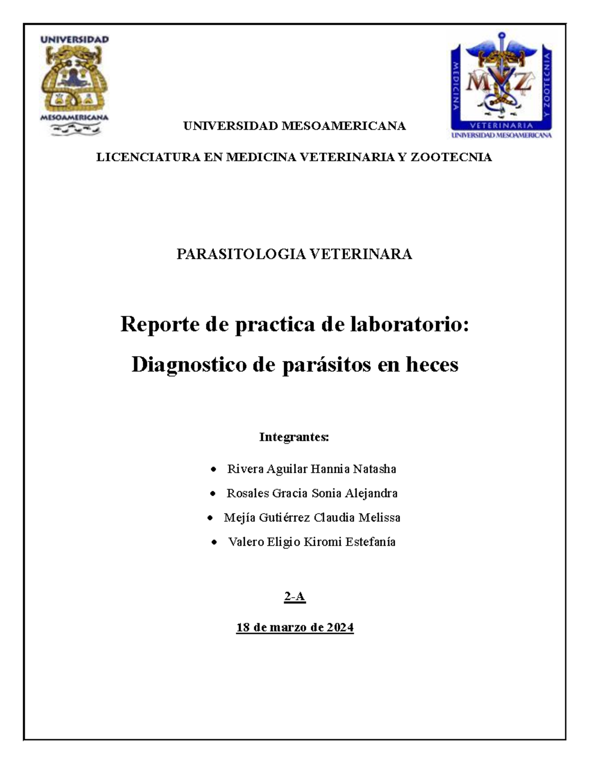 Practica de laboratorio Parasitologia - UNIVERSIDAD MESOAMERICANA ...