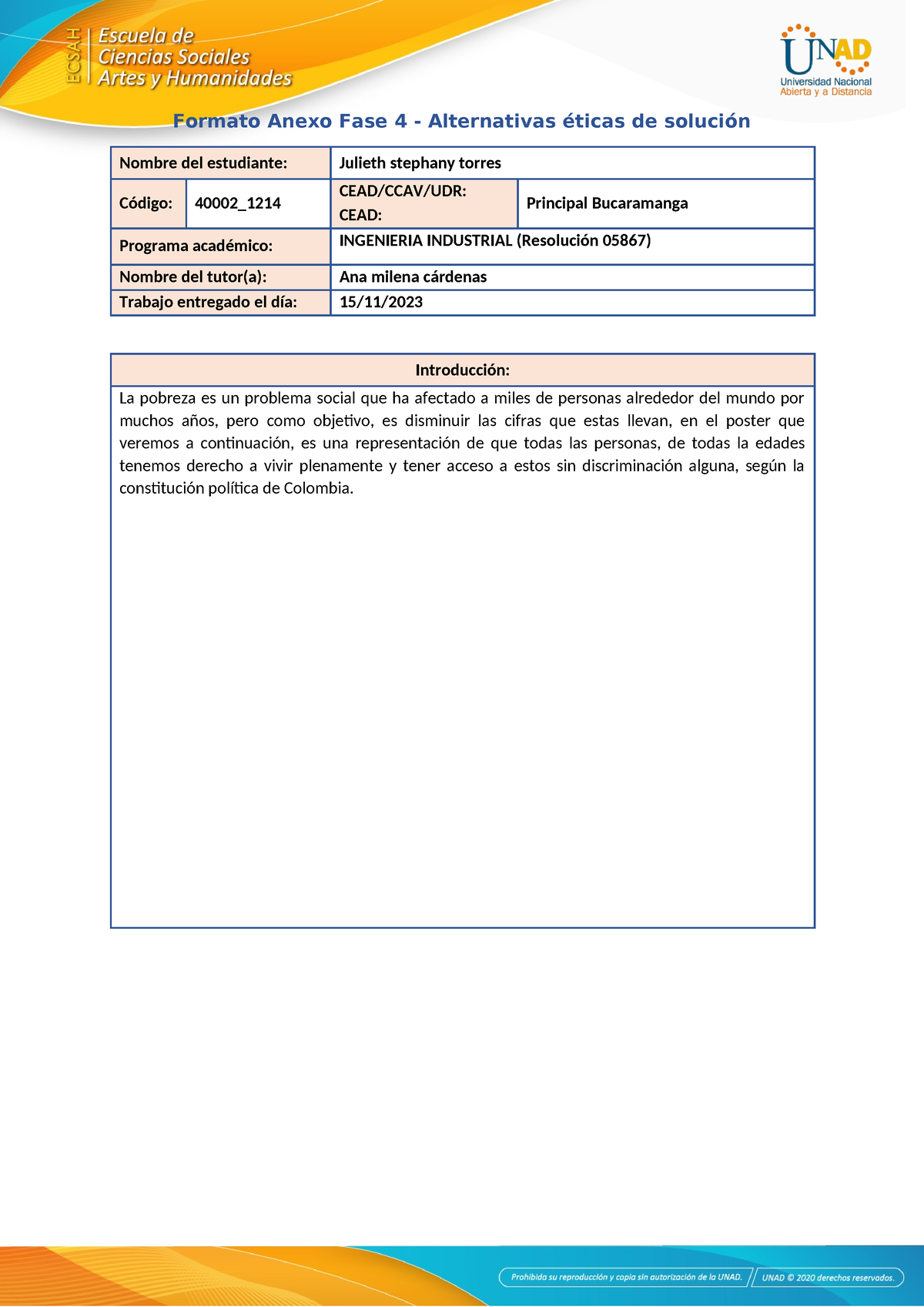 Anexo 3 - Formato Fase 4 - Alternativas éticas De Solución - Formato ...