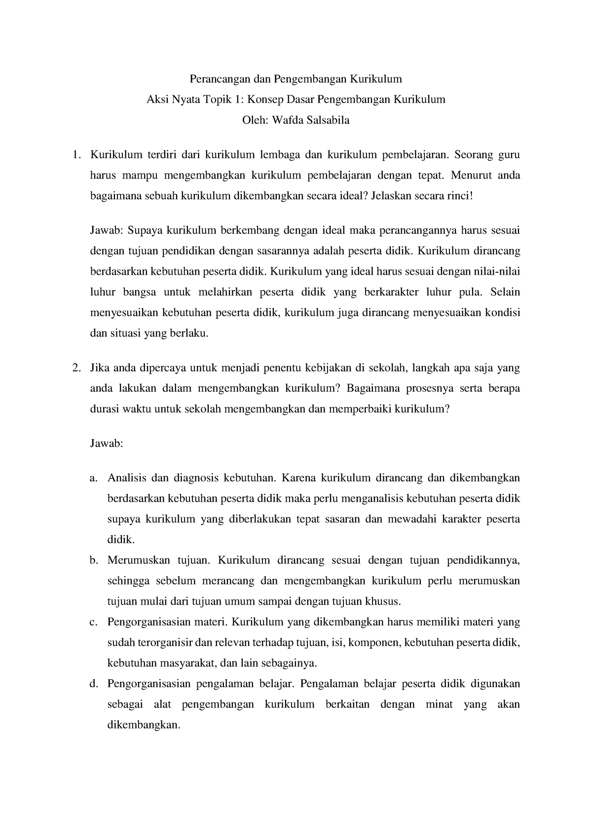 Aksi Nyata Konsep Dasar Pengembangan Kurikulum Topik 1 - Perancangan ...