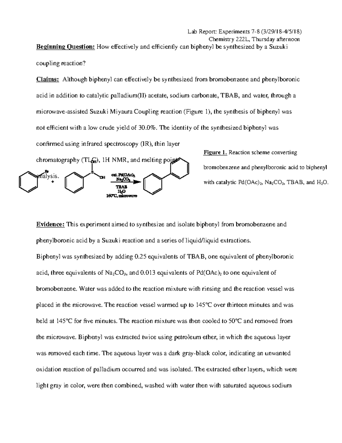 Lab Report 3 - Lab Report: Experiments 7-8 (3/29/18-4/5/18)Chemistry ...