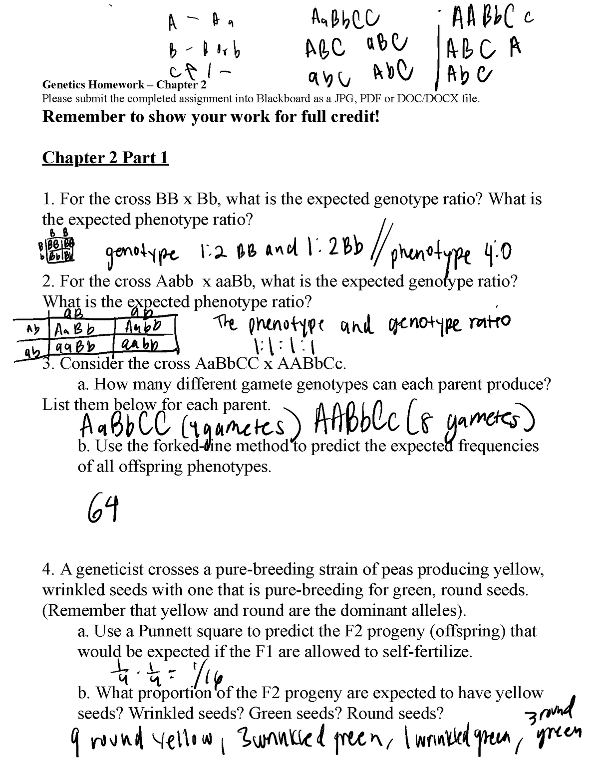 Homework chapter 2 - Genetics Homework – Chapter 2 Please submit