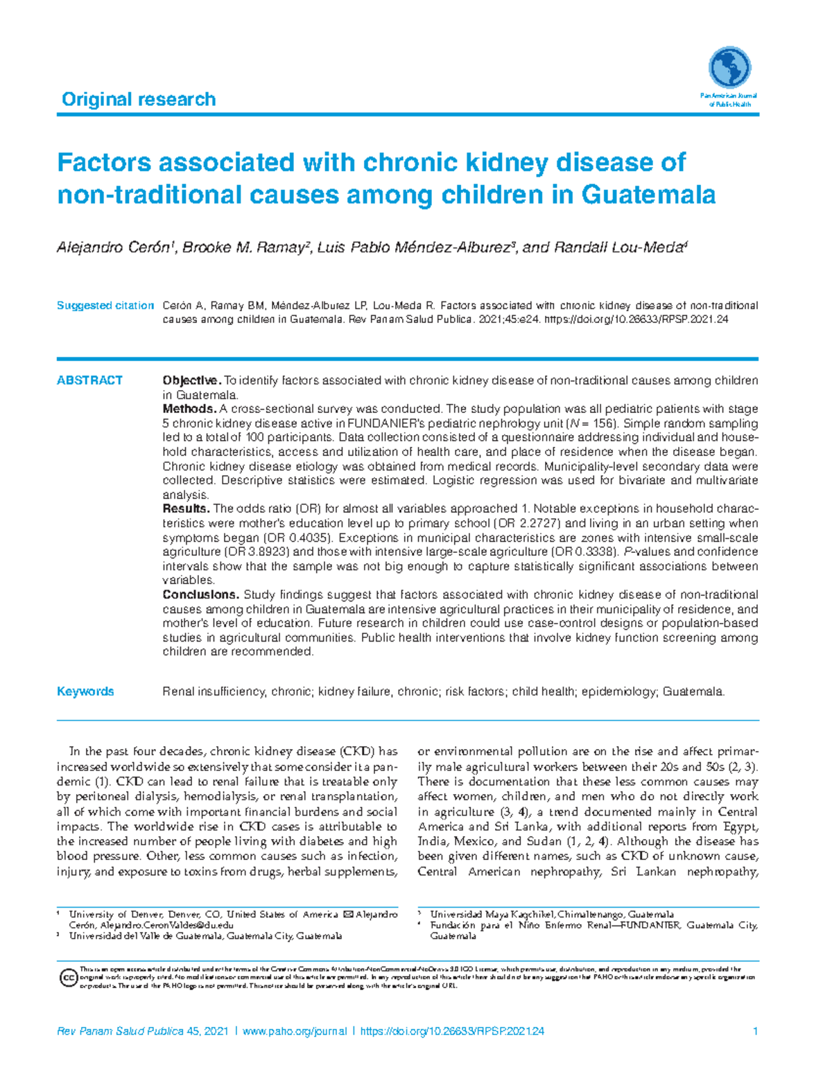 Factors associated with chronic kidney disease of non-traditional ...