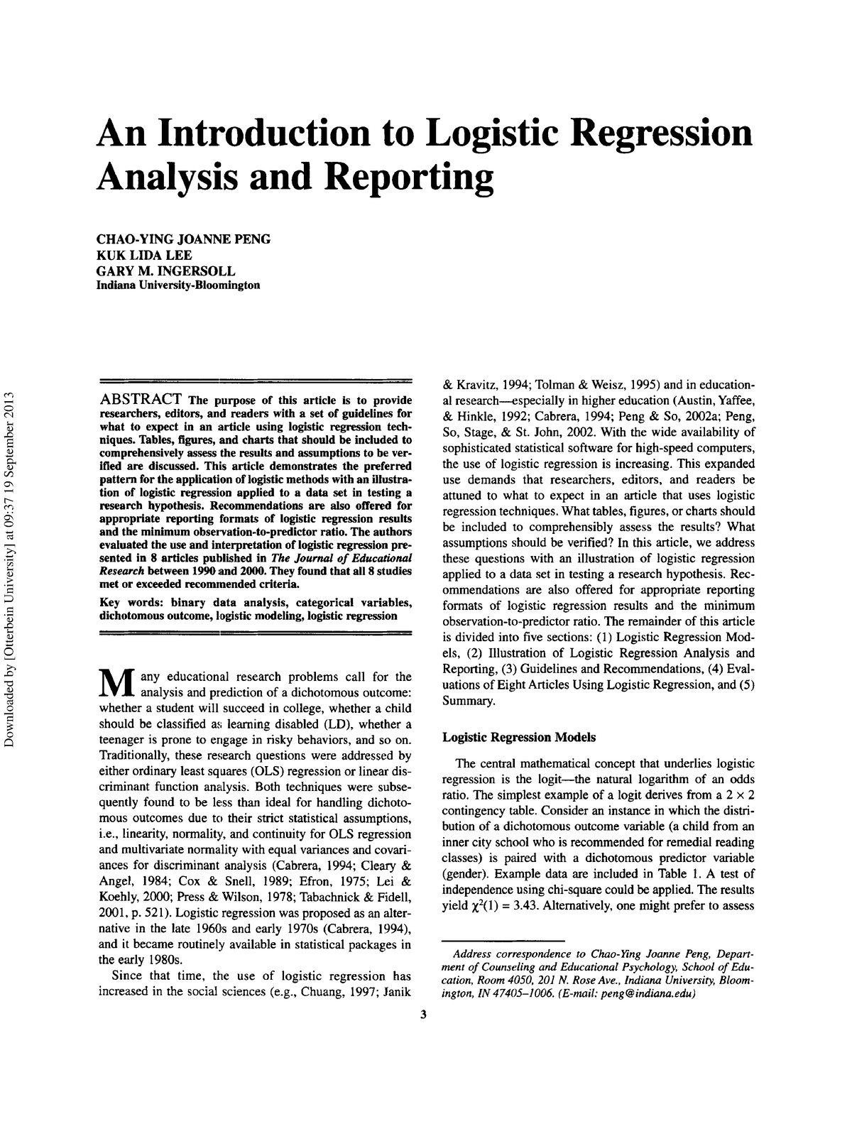 research articles logistic regression