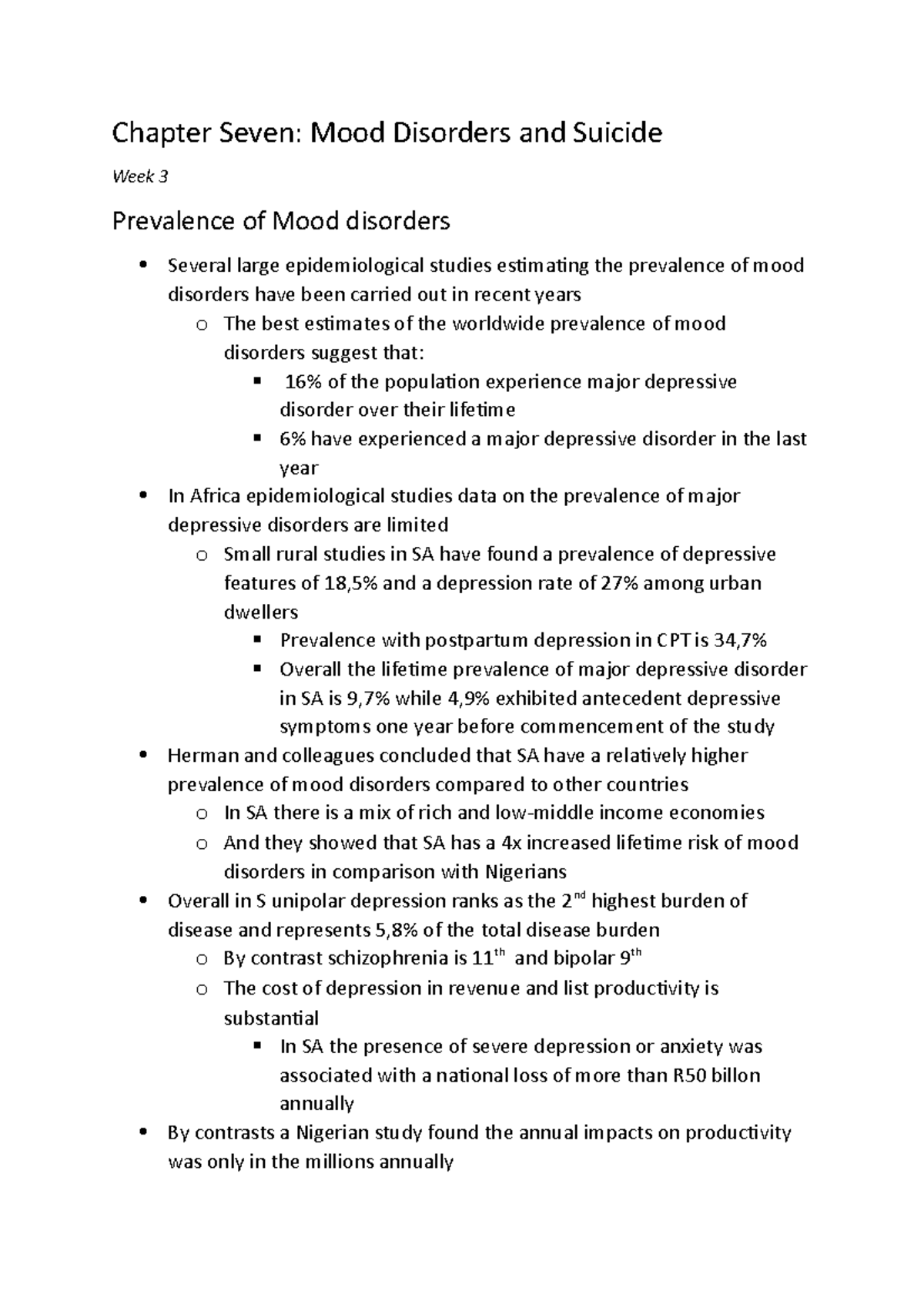 Chapter 7 - mood disorders - Chapter Seven: Mood Disorders and Suicide ...