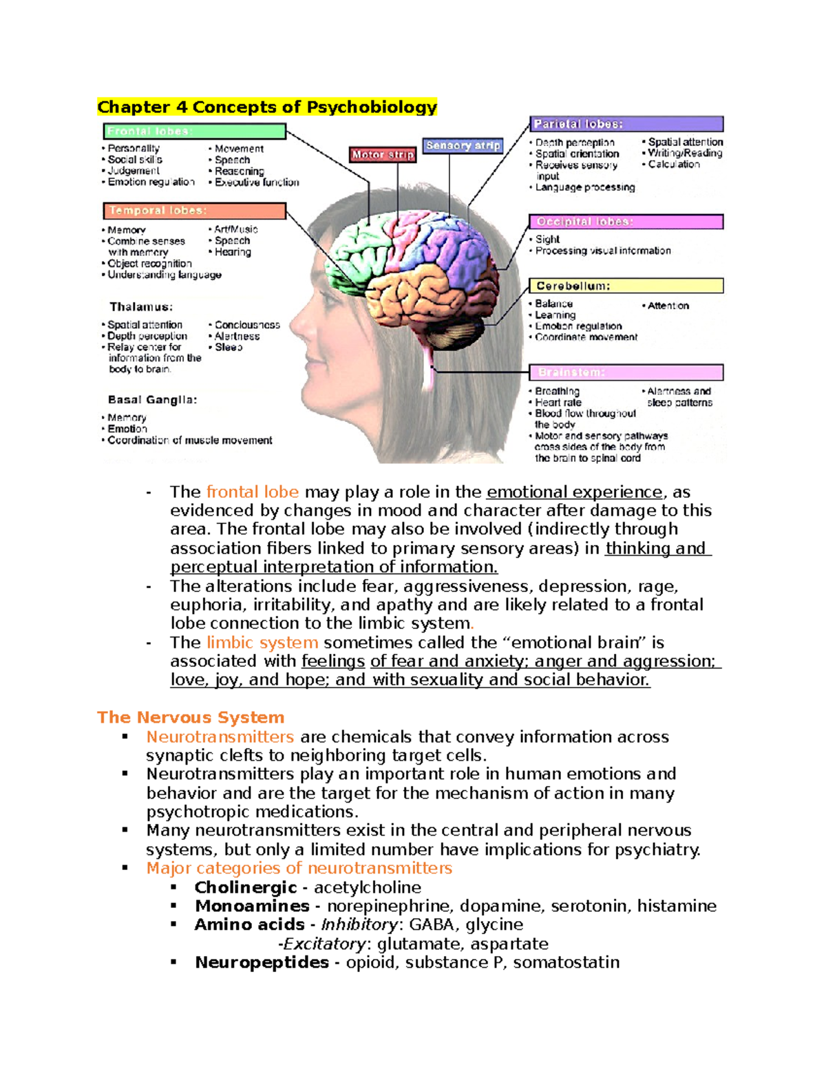 Chapter 4- Concepts of Psychobiology - Chapter 4 Concepts of ...