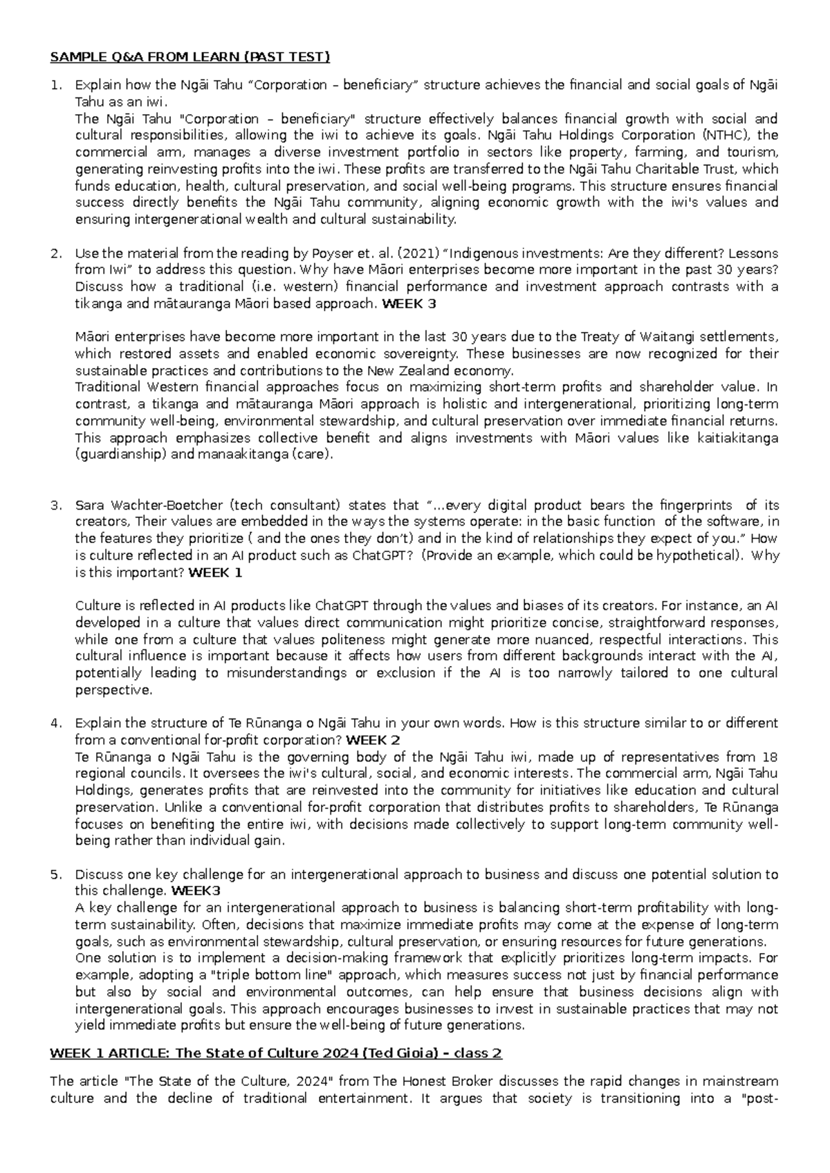 BSNS201 summaries of case studies and potential questions - SAMPLE Q&A ...
