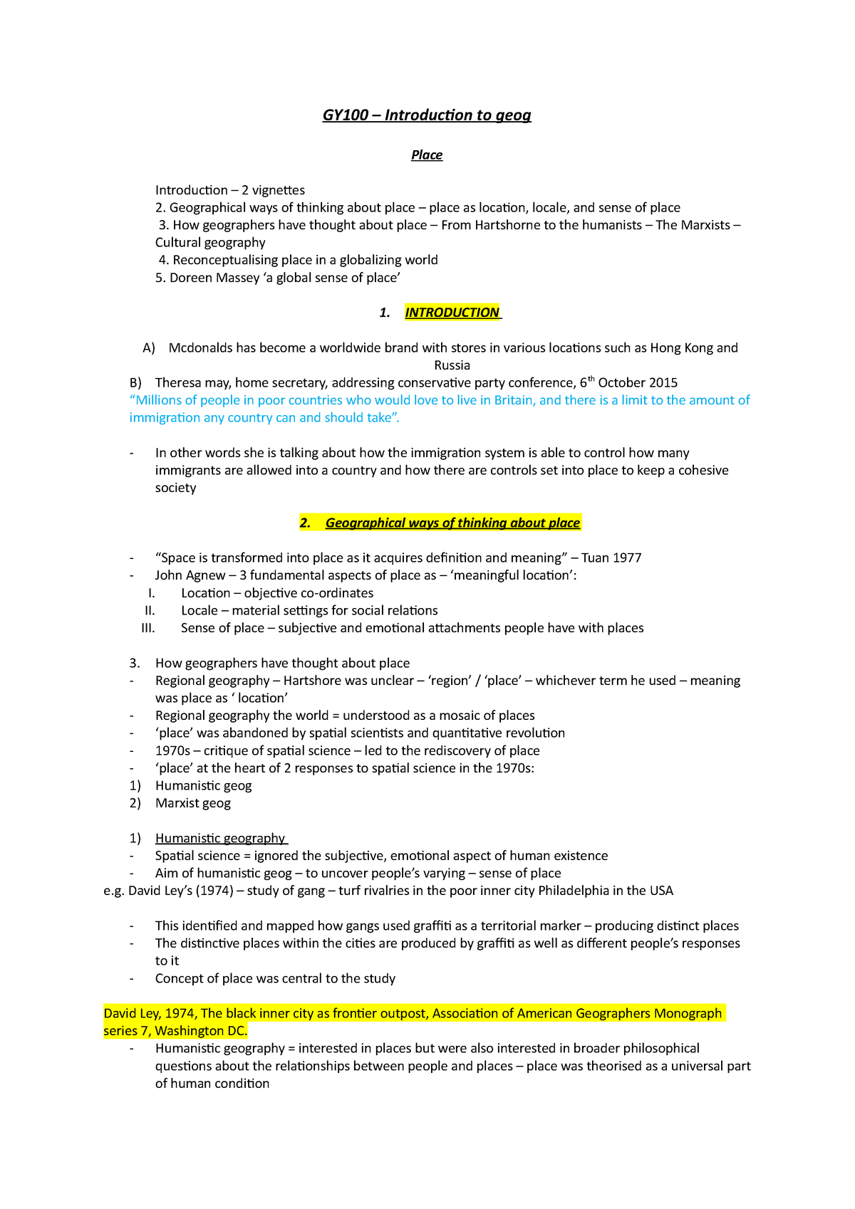 Geography And Place Gy100 London School Of Economics Studocu