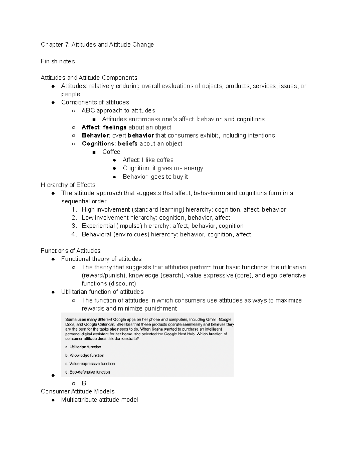 Day 10, 9 28, Ch 7 - Lecture Notes - Chapter 7: Attitudes and Attitude ...
