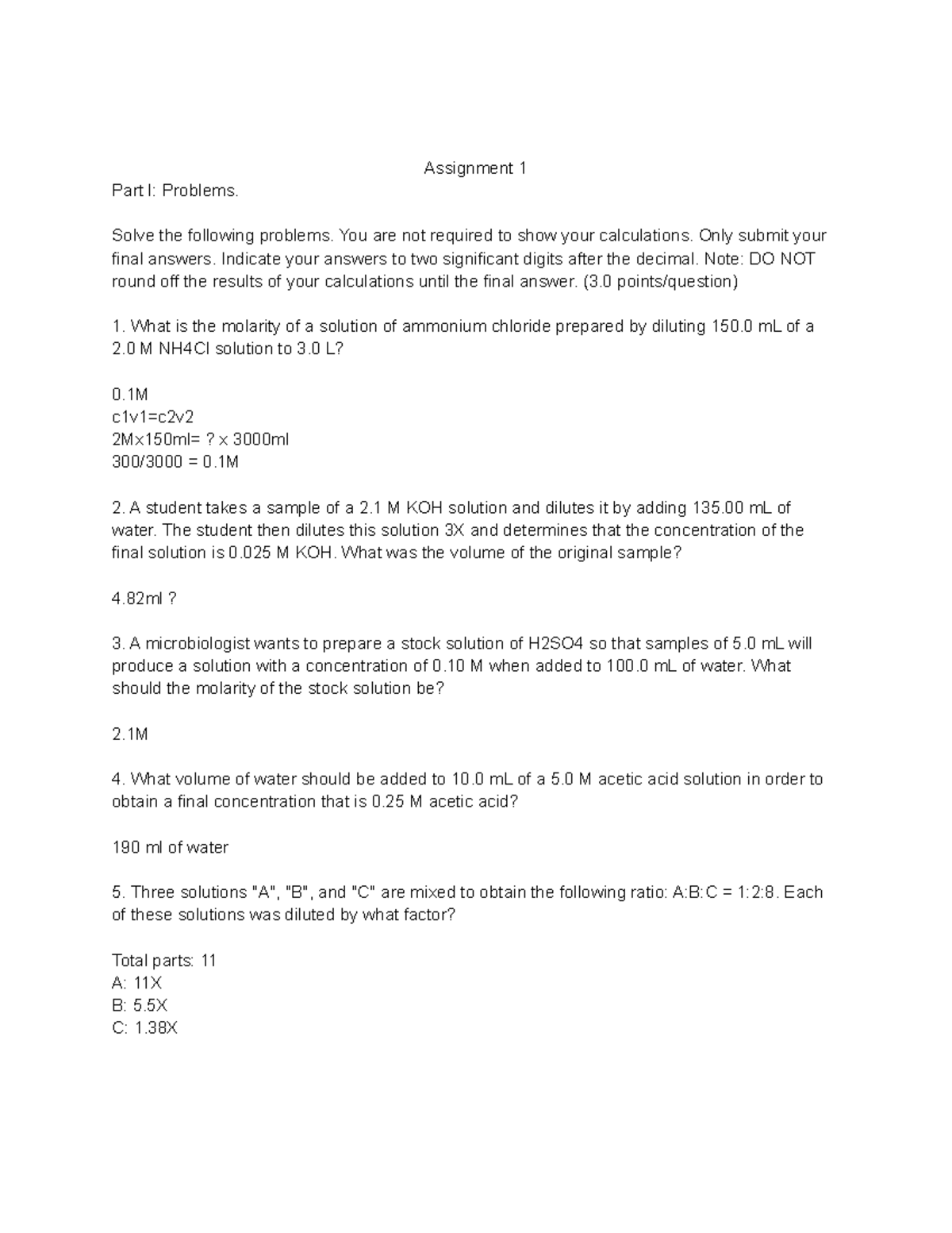 Micro Lab Assignment 1 - Assignment 1 Part I: Problems. Solve the ...