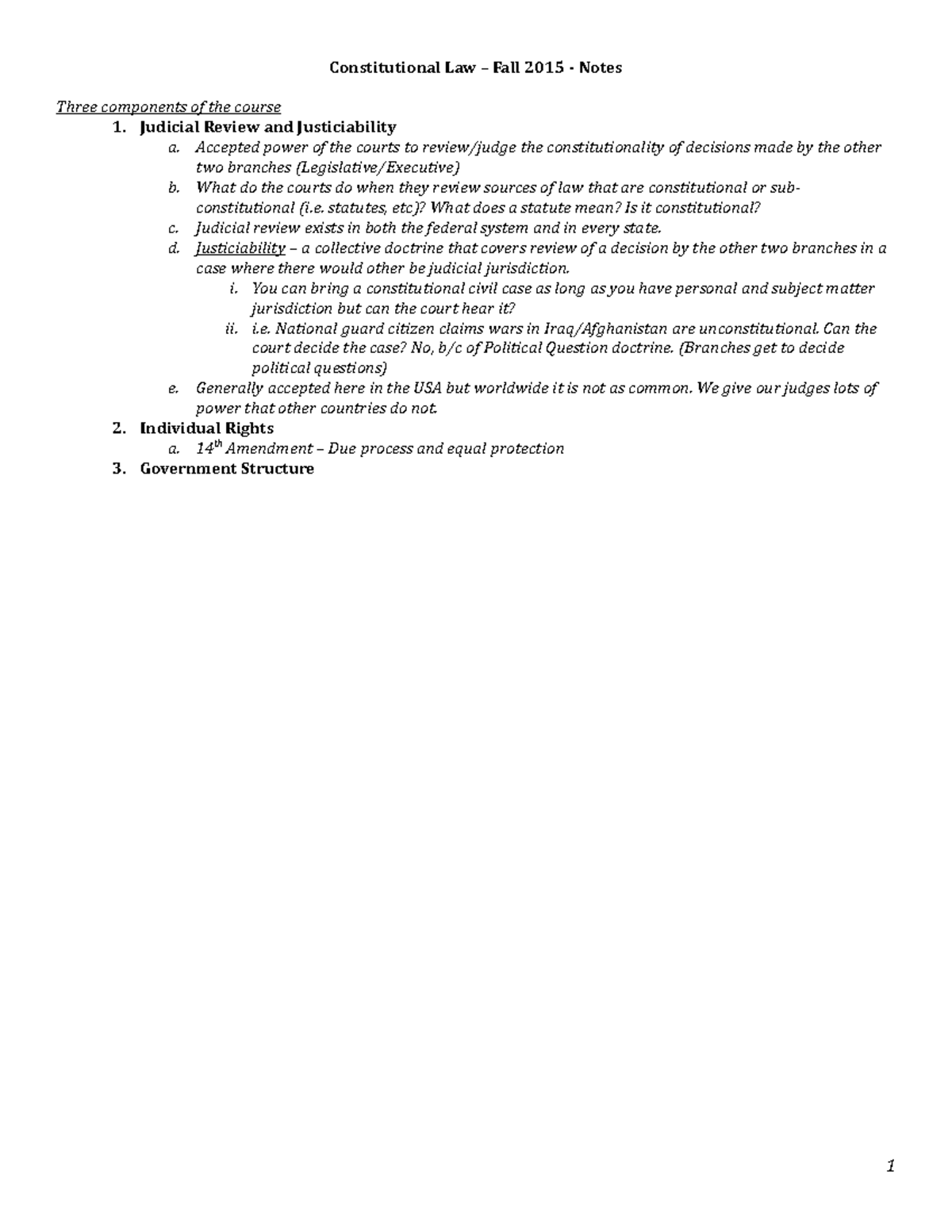 293067103 Constitutional Law long notes - Constitutional Law – Fall ...