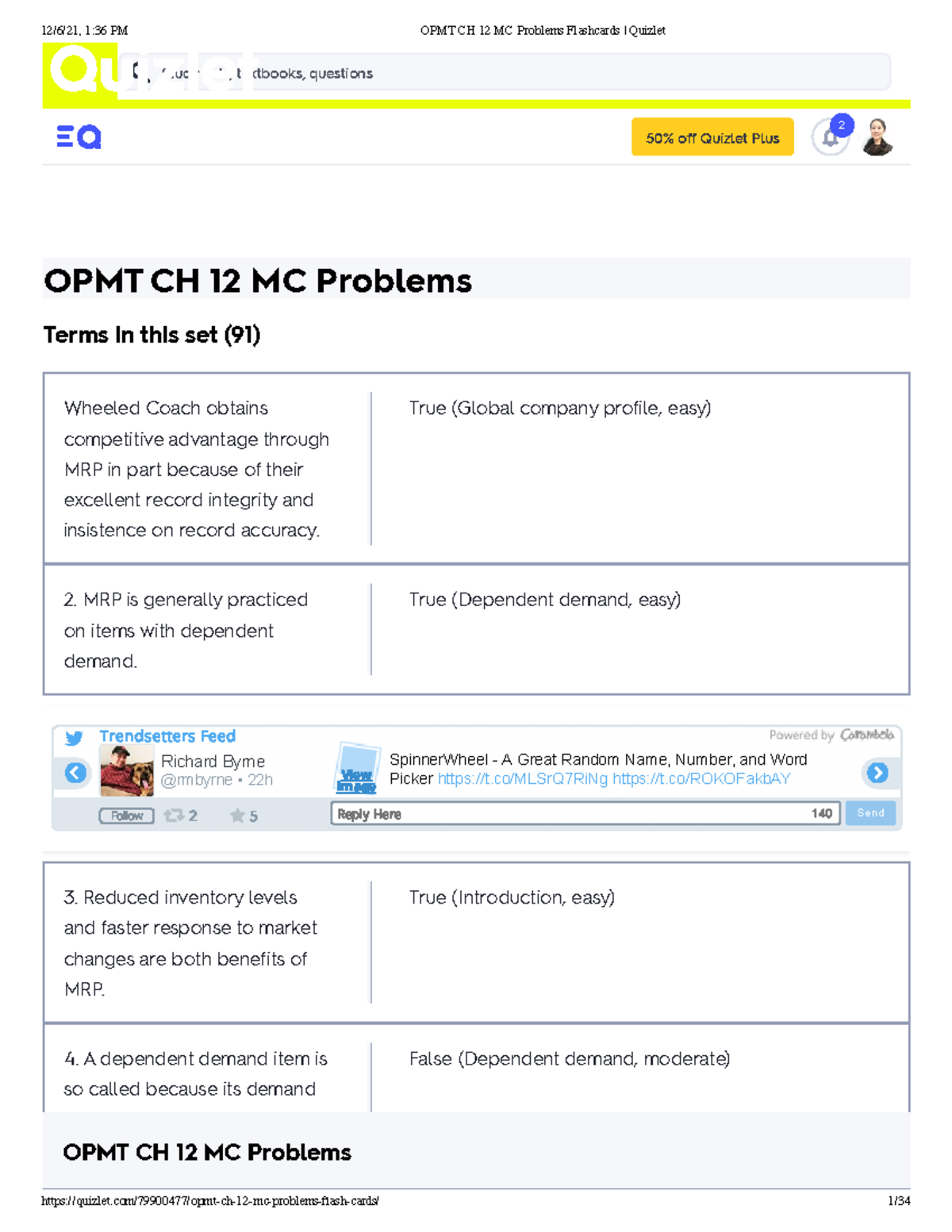 OPMT CH 12 MC Problems Flashcards Quizlet - End Of Year Sale - Get ...