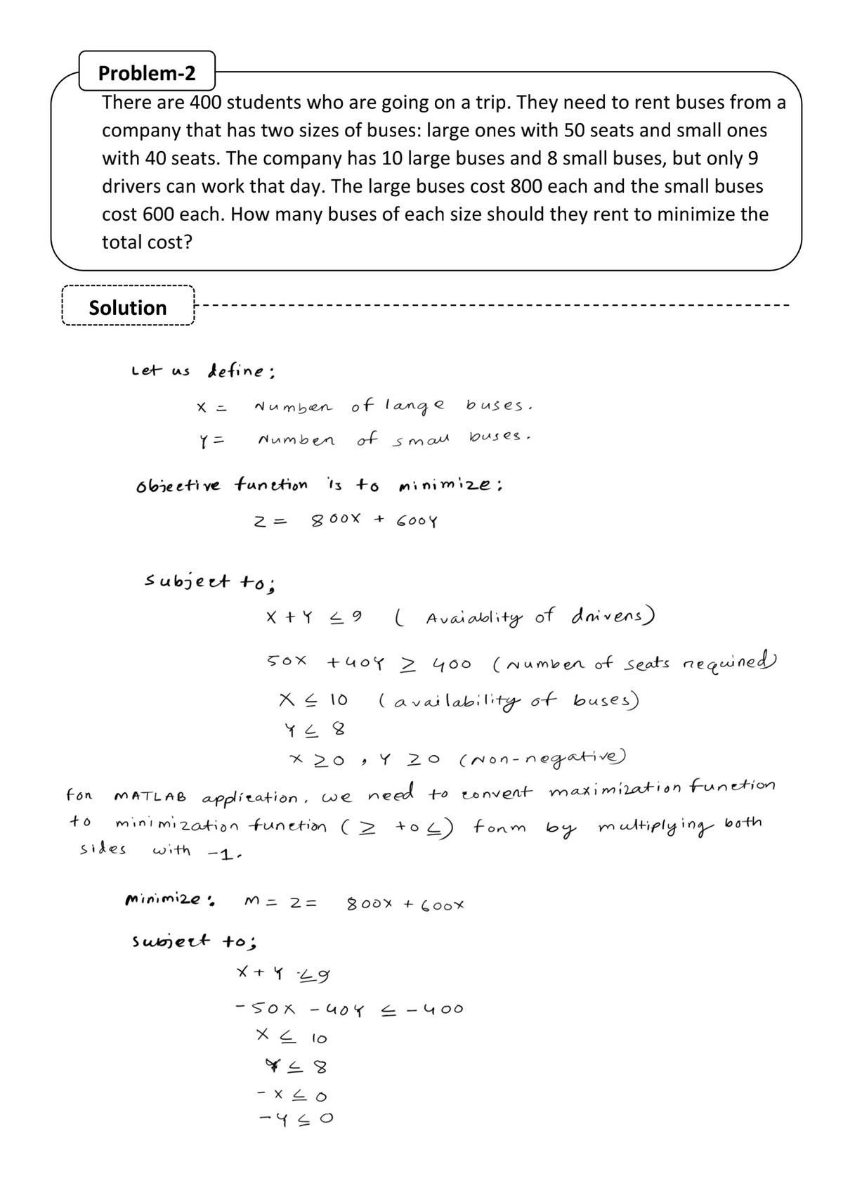 management science approach to problem solving example