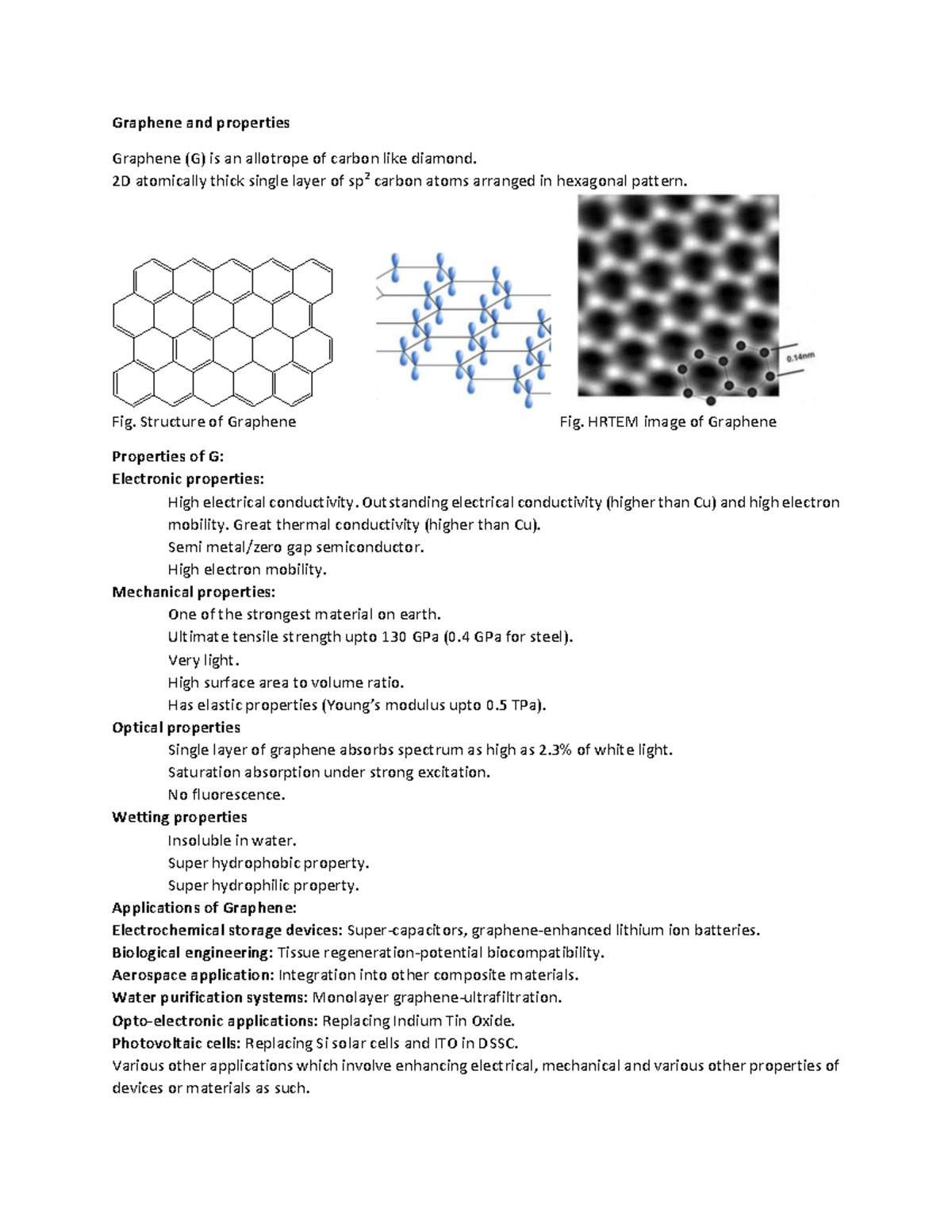 Graphene and properties notes - Graphene and properties Graphene (G) is ...