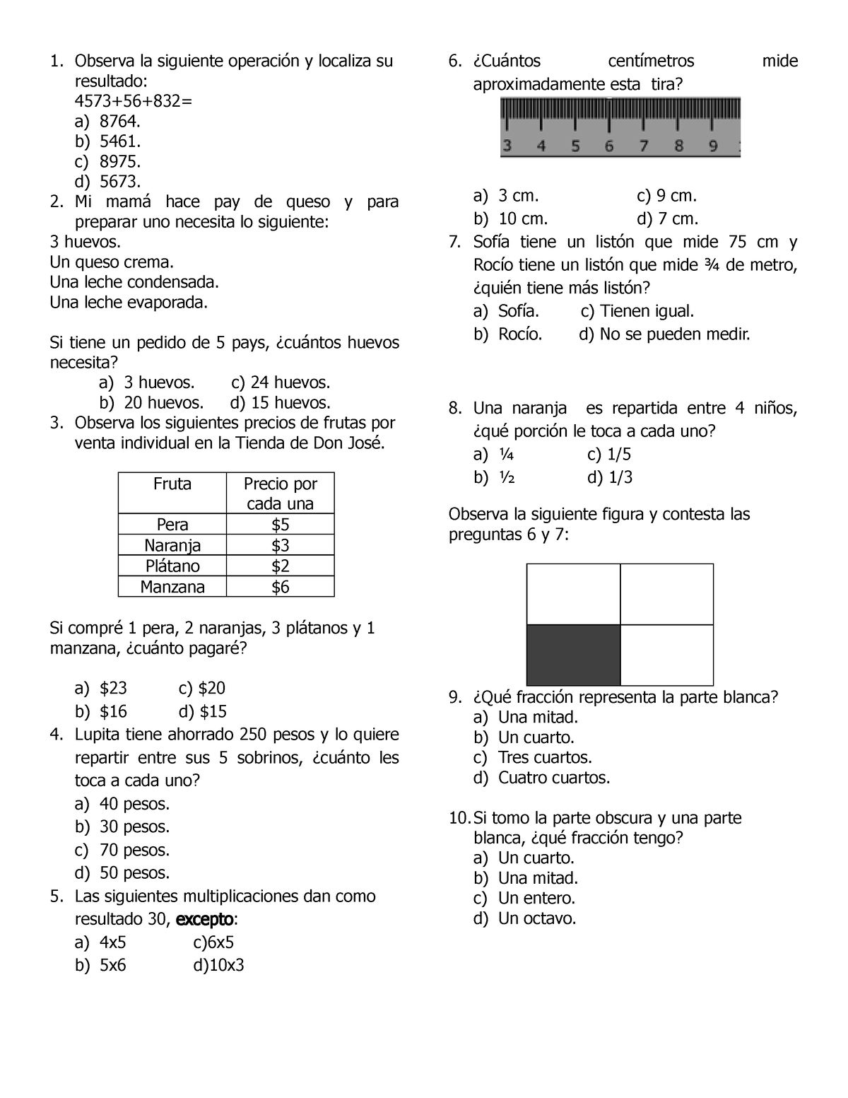 Prueba Diagnostica De Conocimientos Previos Matematicas 2023 - Observa ...