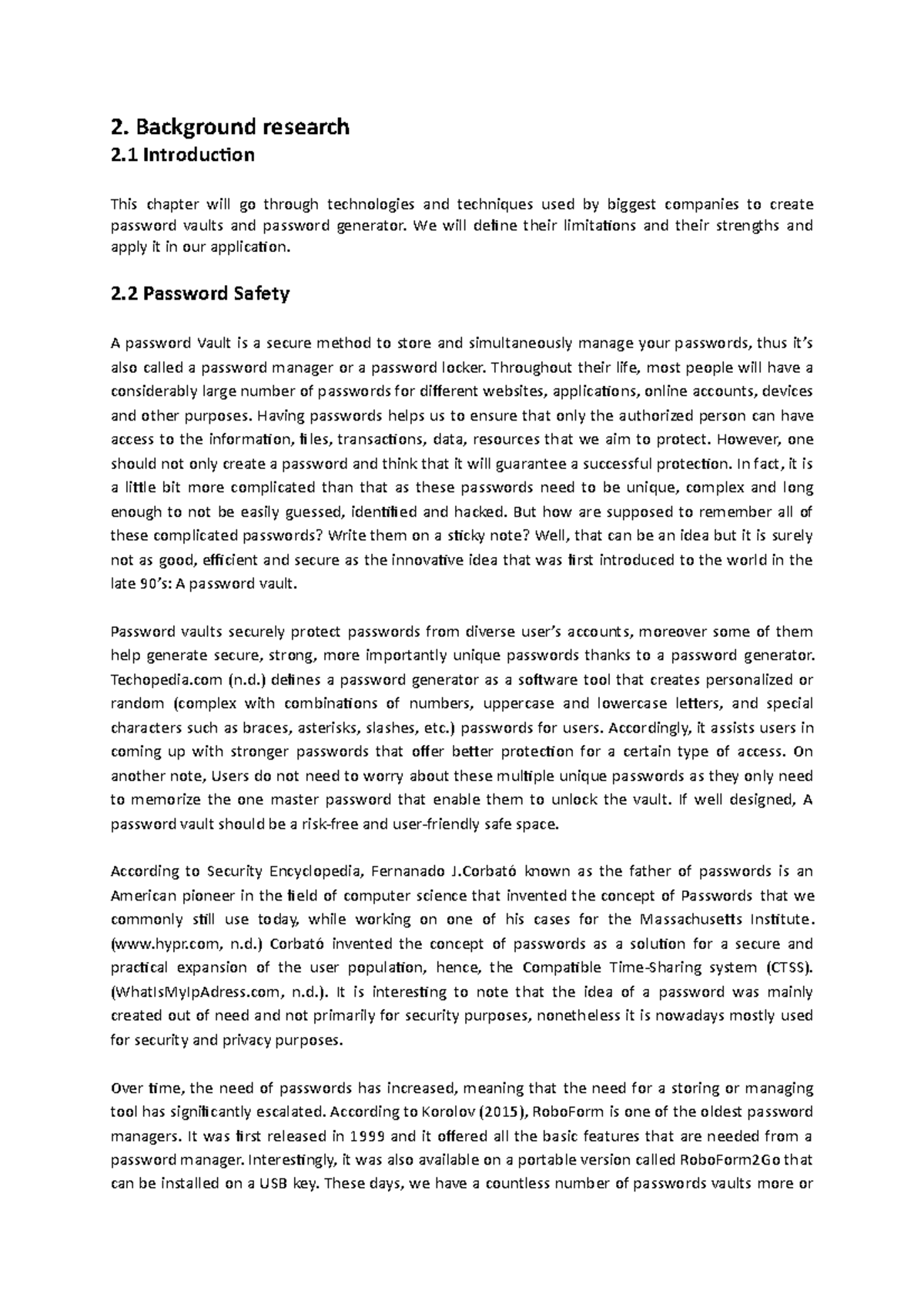 CHAP 2 Dissertation chapter 2 2. Background research 2 Introduction