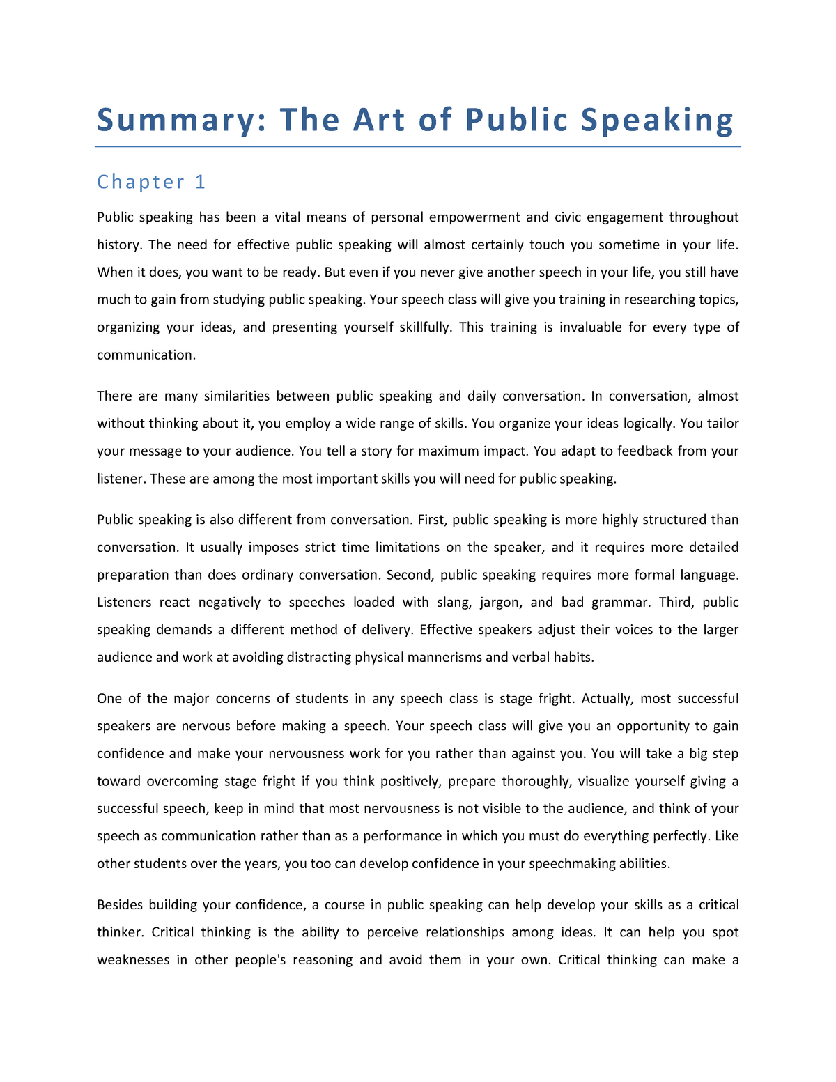 essay on art of speaking