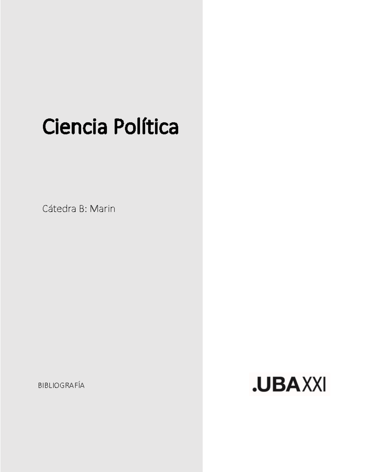 Bibliografia 2023 - Ciencia Política Cátedra B: Marin BIBLIOGRAFÍA ...