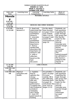 WEEK 5 - LEARNER'S MATERIAL - WEEKLY HOME LEARNING PLAN GRADE 12- GAS ...