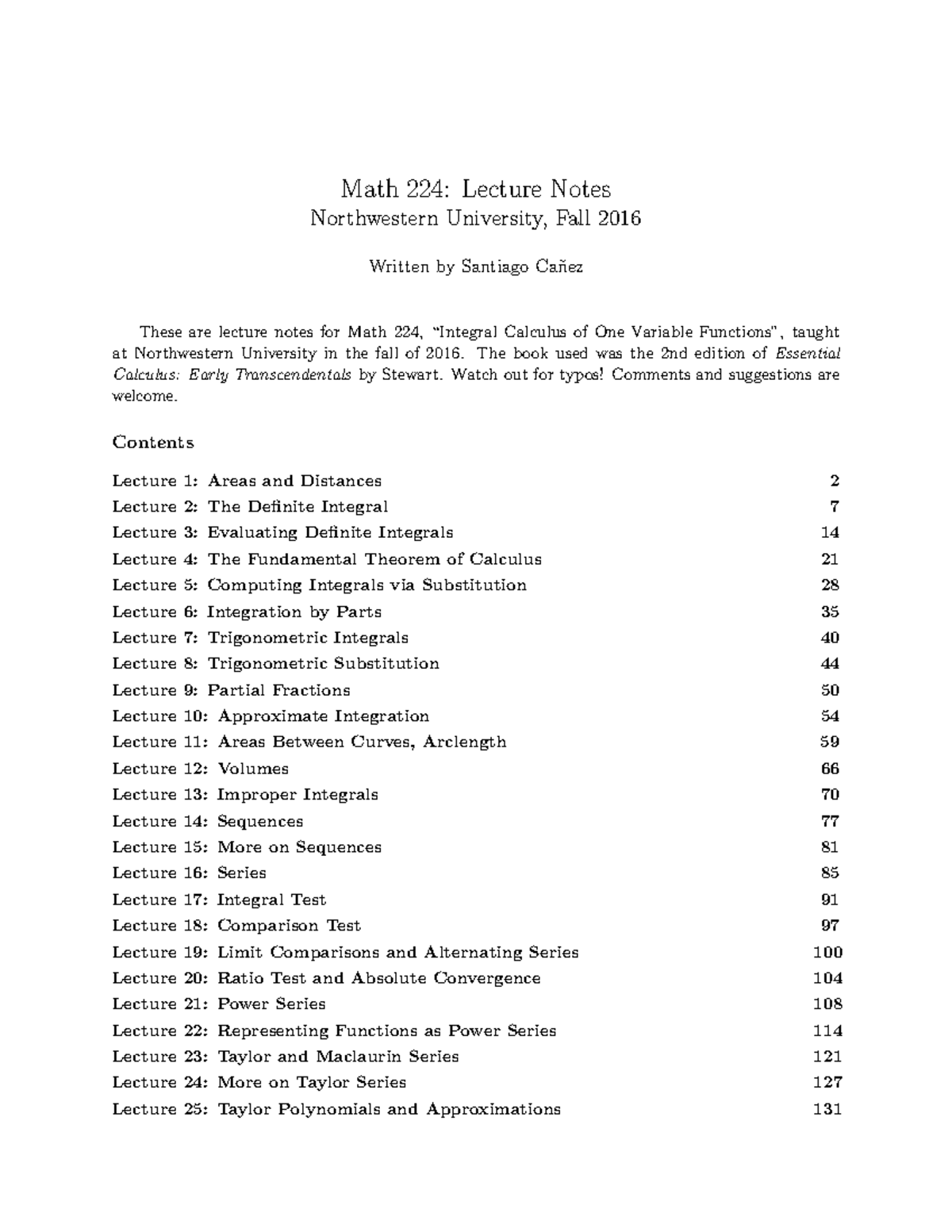 Math 224Lecture Notes - Math 224: Lecture Notes Written by Santiago Ca ...