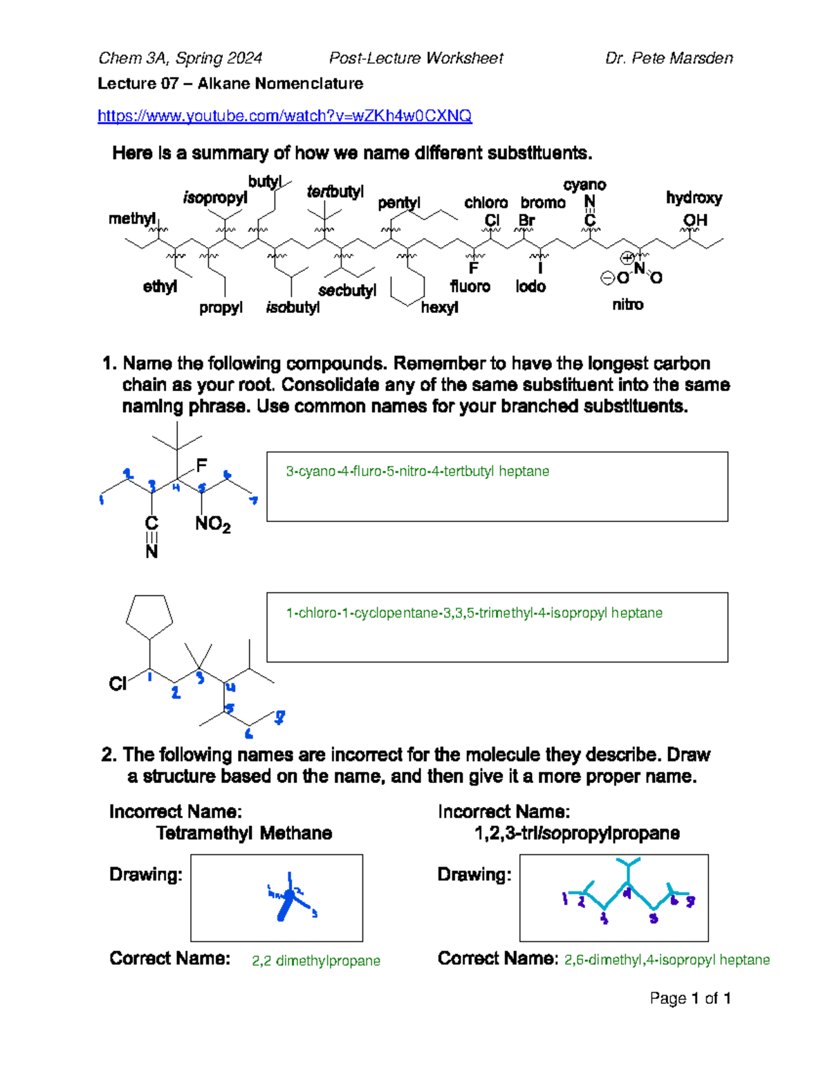 Lecture 07 - Post-Lecture Worksheet (Chem 3A - Spring 2024) - CHEM 3A ...